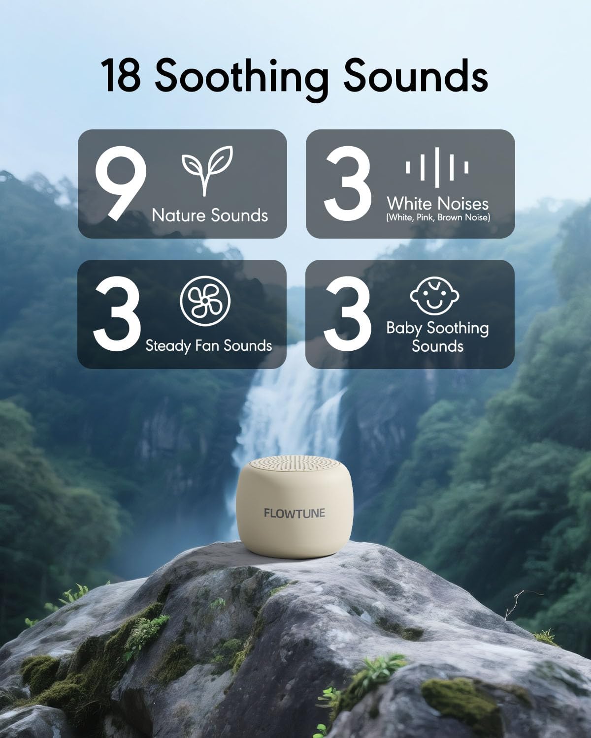 FLOWTUNE Sound Machine Flowtune White Noise Machine for Baby Adults, Mini Portable Sound Machine for Travel, 6H Timer, 18 Soothing Sleep Sounds Gift (Putty)