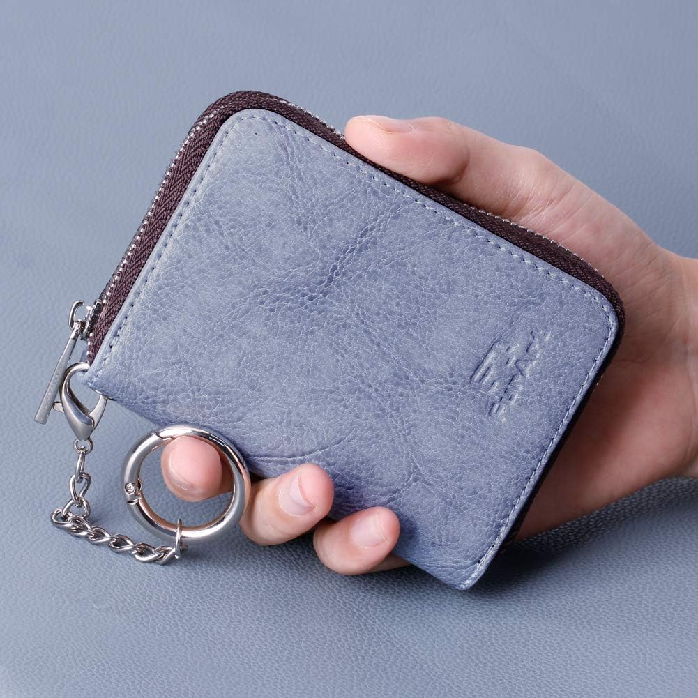 FurArt Zipper Wallet Women, RFID Blocking Credit Card Wallet, Business Card Holder, Compact Size KeyChain Wallet
