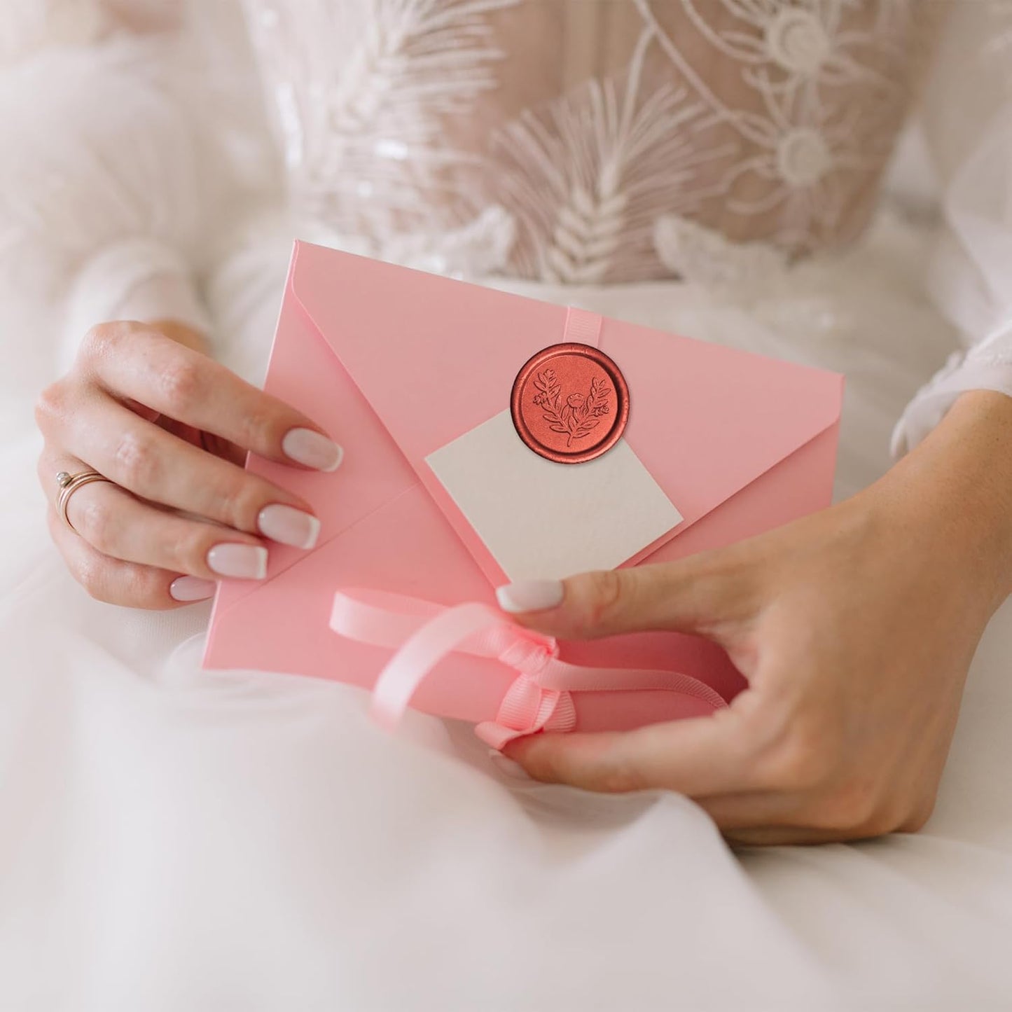 Handmade Wax Seal Stickers - Wedding Invitation Envelope Seal Stickers, 25 Pcs Self- Adhesive Stickers, Perfect for Invitation, Christmas, Gift Wrapping (Eucalyptus Style, Red Wax)