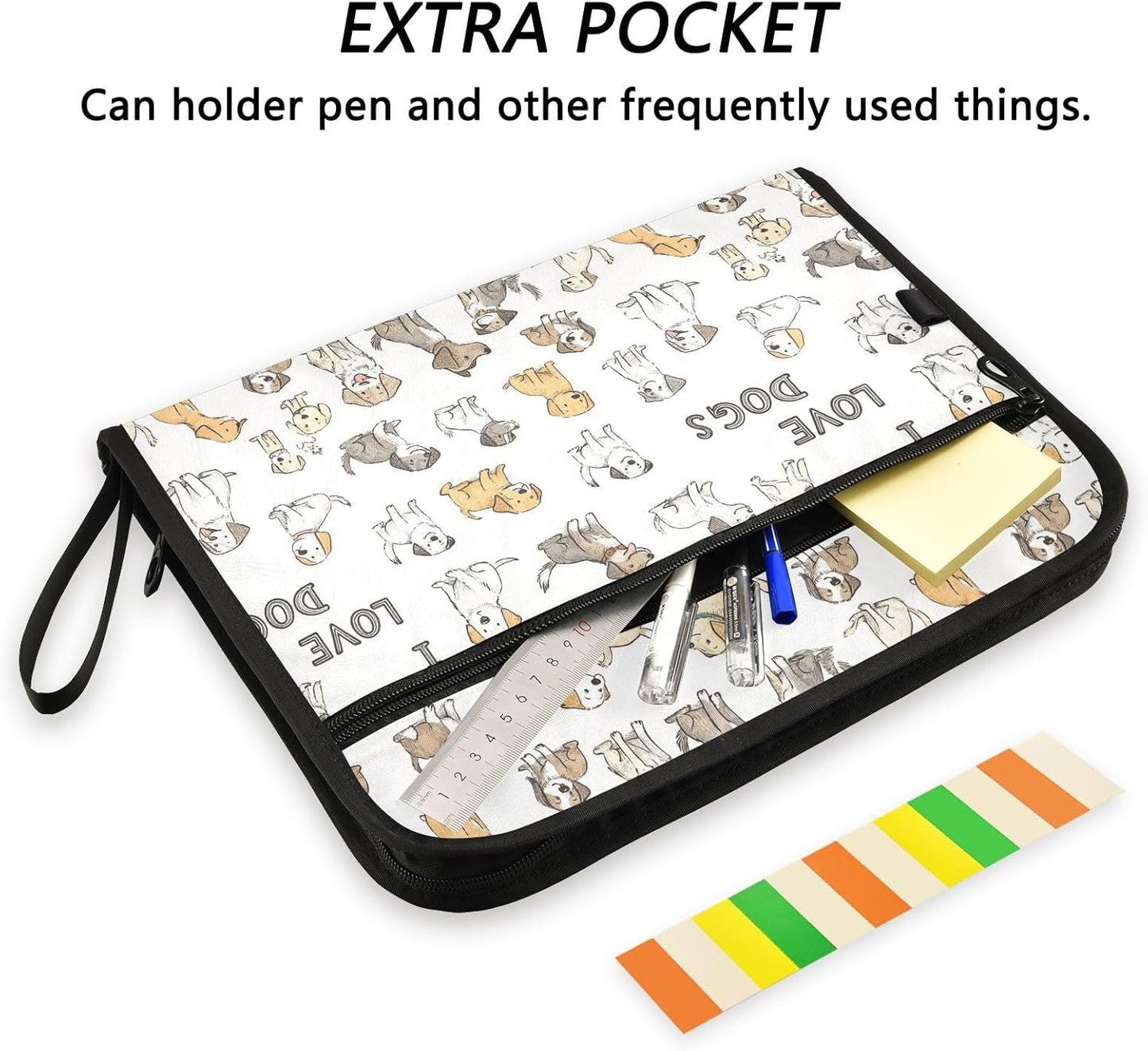 Gredecor Adorable Dogs and Bone Expanding File Folder 13 Pockets Puppy Aniamals Expandable Filing Folders Accordion Document Files Organizer for A4 Letter Size Paper