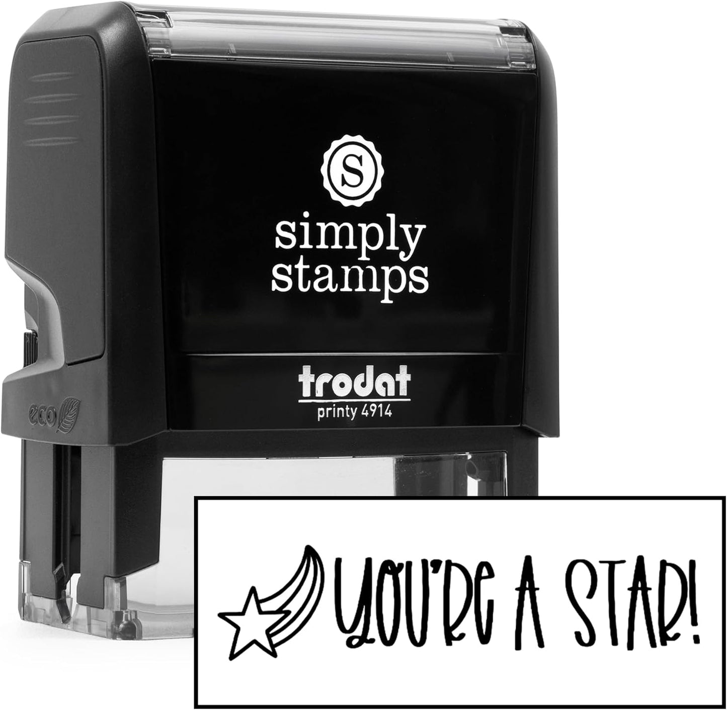 Custom Self-Inking Stamps | 49 Designs | Fun Phrases | Grading Made Easy | Classroom, Library Book Stamps (You're a Star!, Xtra Wide)