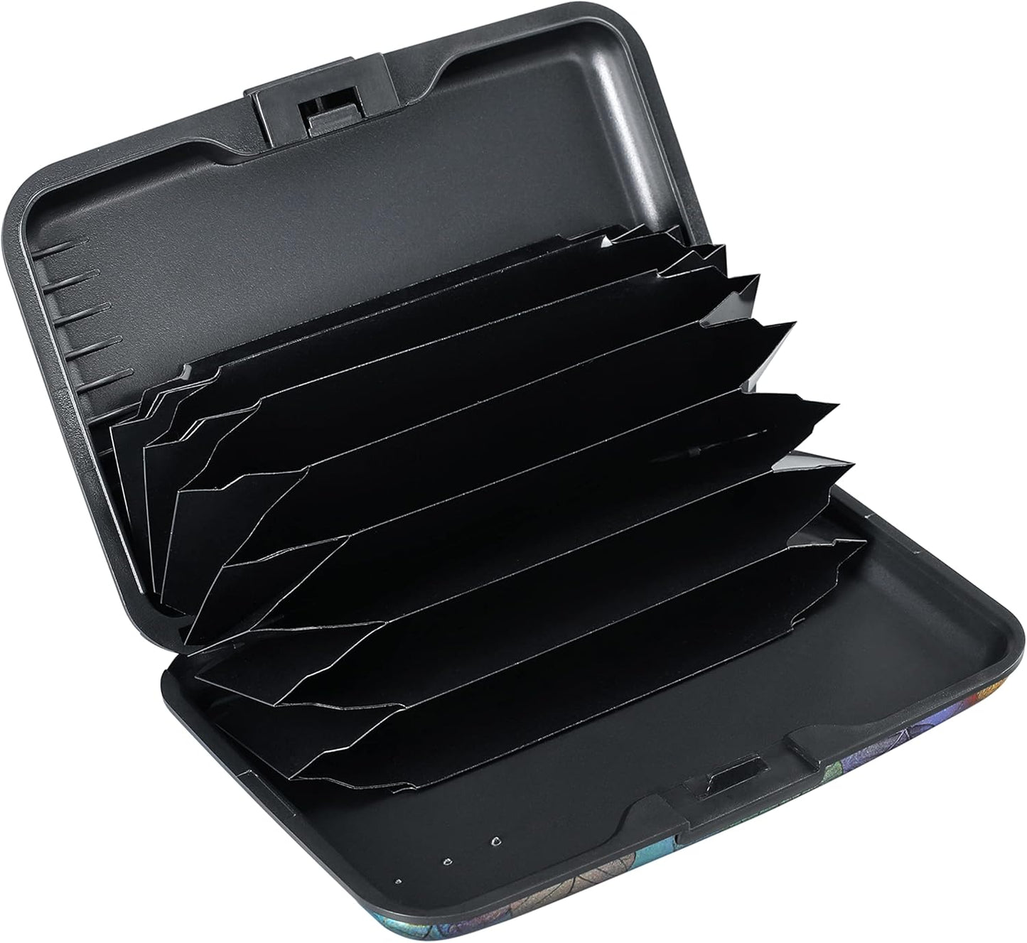 ELFISH Mini RFID Aluminum Wallet Credit Cards Holder Business Card Case Metal ID Case for Men Women（Colorful Leaves