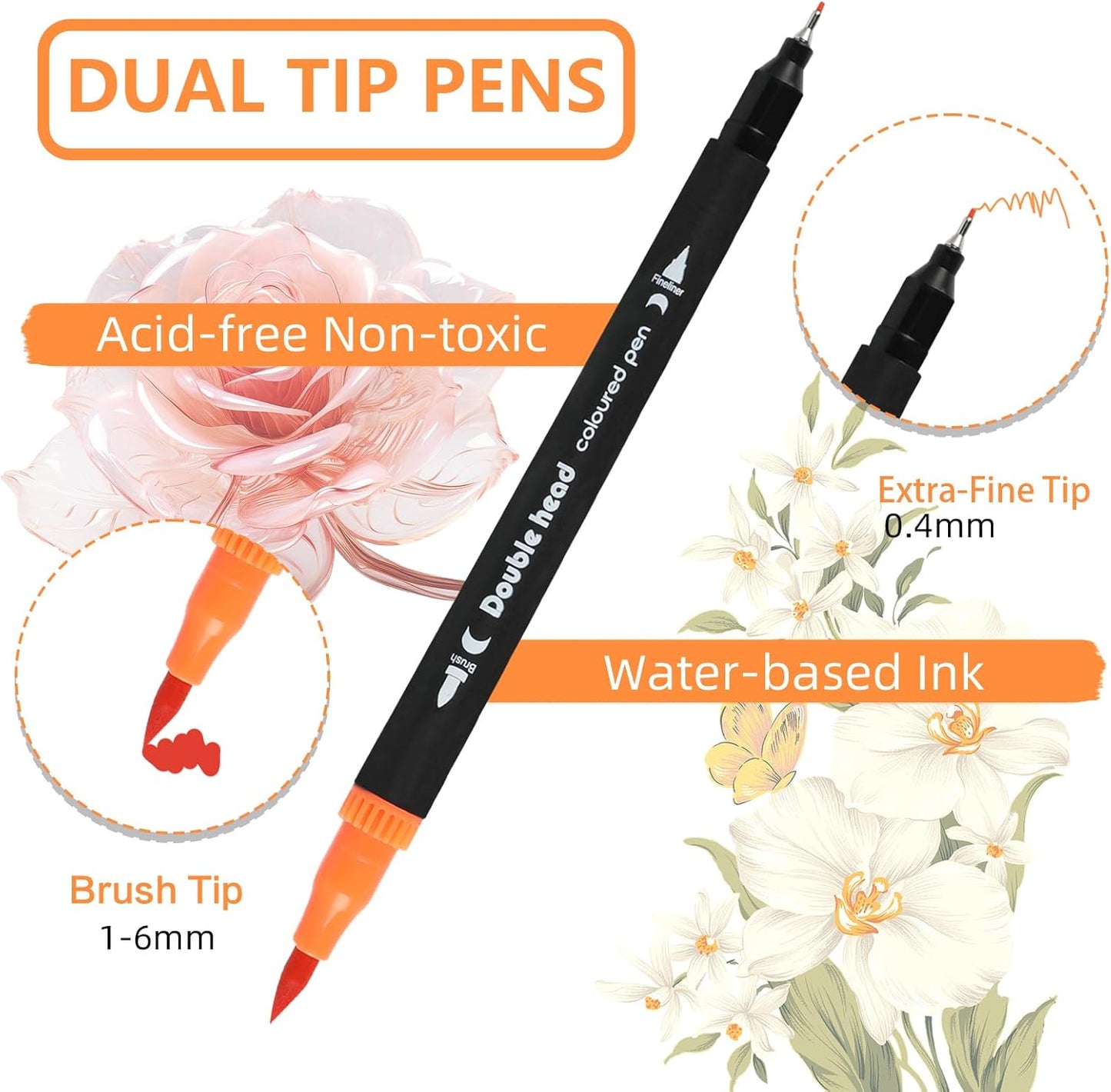 80 Colors Dual Tip Brush Pens, Fine Felt Tip and Brush Tips Colored Pens for Adults and Kids, Coloring Markers for Coloring Book Bullet Journaling Note Taking Hand Lettering