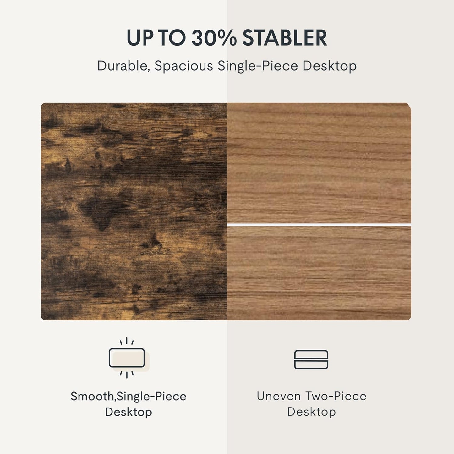 FLEXISPOT EN1 One-Piece Standing Desk, 48x24 Electric Sit Stand Desk for Home Office and Computer Workstation (White Frame + Rustic Top, 2 Packages)