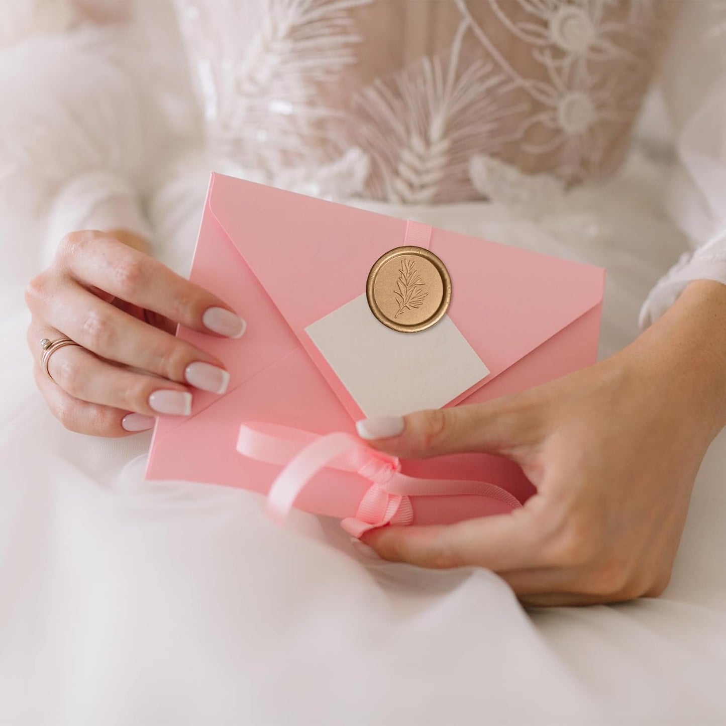 Handmade Wax Seal Stickers - Wedding Invitation Envelope Seal Stickers, 25 Pcs Self- Adhesive Stickers, Perfect for Invitation, Christmas, Gift Wrapping (Rosemary Style, Bronze Wax)