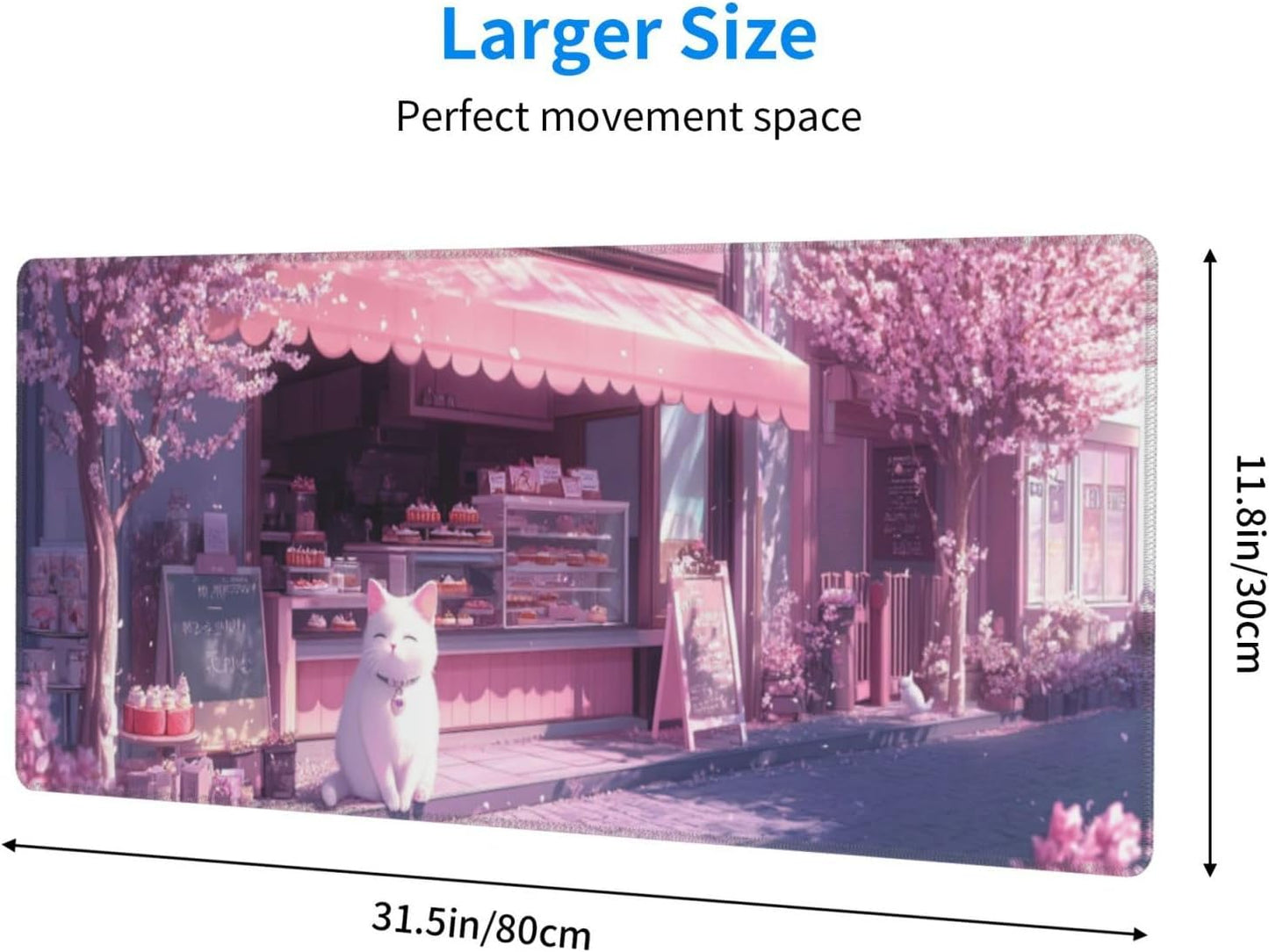 Kitten Mouse Pad 31.5 X 11.8 Inch Big Desk Rubber Base Stitched Edges Keyboard Pad XXL Mouse Mat for Home Game and Office