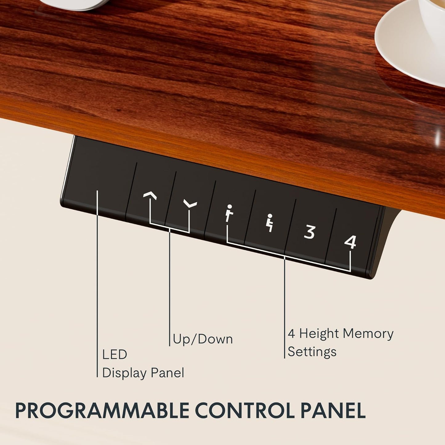 FLEXISPOT EN1 Whole-Piece Standing Desk, 48 x 24 Inches ElectricHeight Adjustable Desk for Home Office (Black Frame + Mahogany Top, 2 Packages)