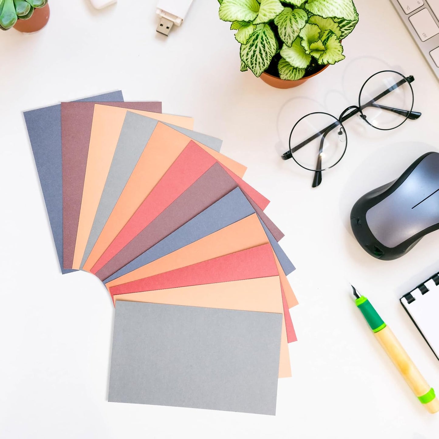 Fainne 300 Pcs Blank Index Cards 180 GSM Thick Card Stock Assorted Color Neon Blank Flash Cards Colorful Study Notecards for Organizing(3 x 5 Inch,Warm Color)