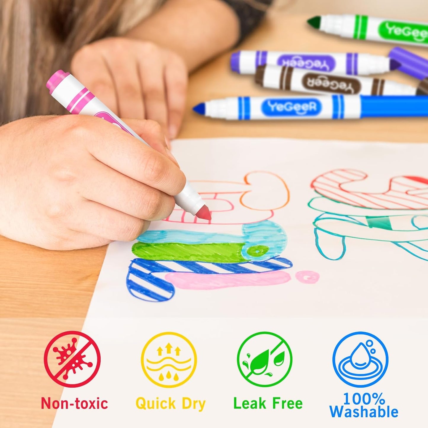 288 Count Washable Markers Bulk – 12 Assorted Colors, Broad Tip Markers for Kids, Teachers, and Classroom Supplies, Perfect for Art and Coloring.