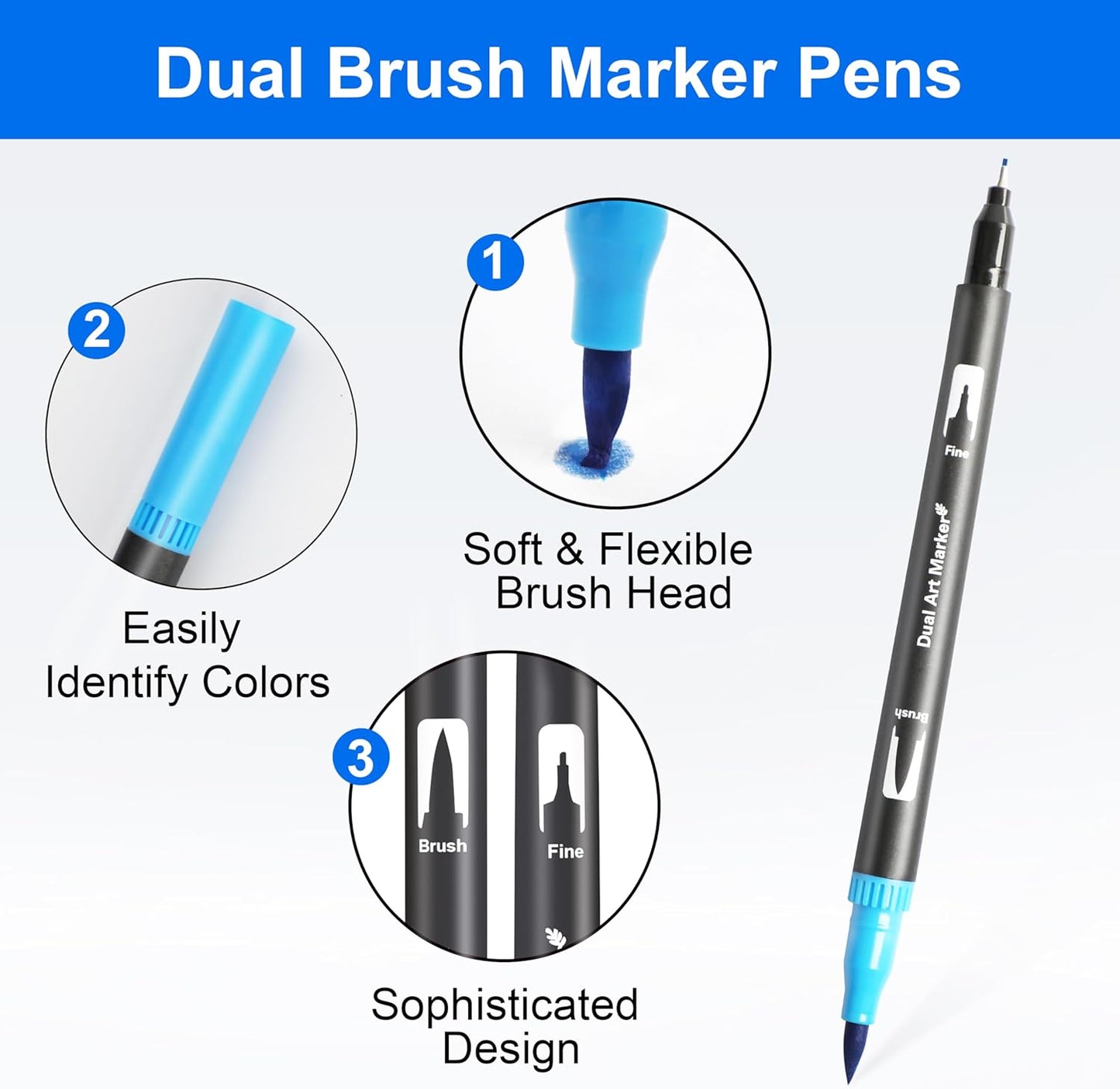 120 Colors Dual Brush Marker Pens, Art Markers with Fine and Brush Tip Coloring Markers for Adults, Marker for Journaling Calligraphy Drawing Sketching Doodling Illustrating
