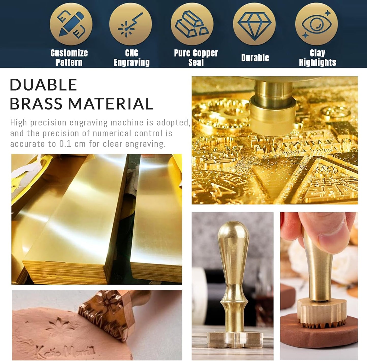 Custom Pottery Stamps for Clay Personalized Pottery Tool Kit Stamp with Own Design Signature Letters Gift for Potters DIY Lovers-2"