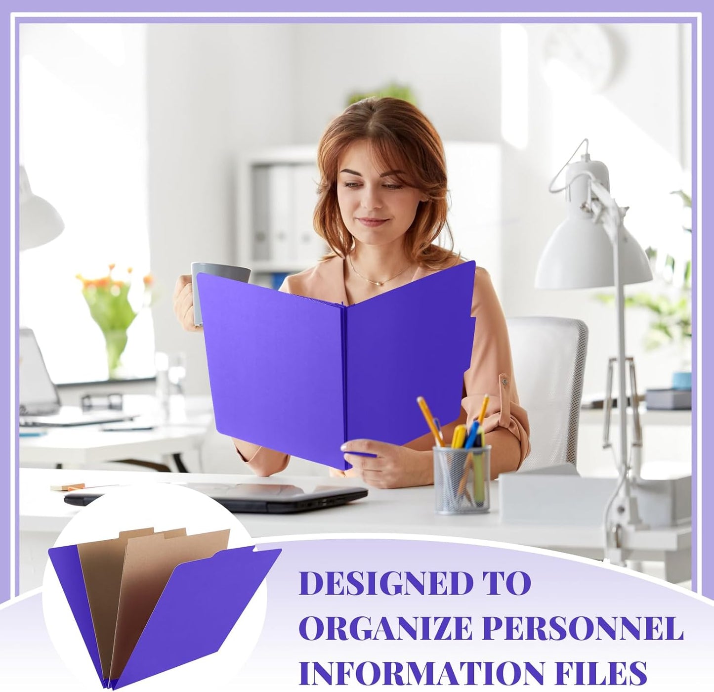 12 Pcs Classification Folders Letter Size, 2 Pocket Dividers Pressboard File Folder with Fasteners, Expanding File Organizer Bulk for Teachers, Clergy, Office, Church, Christmas (Purple)