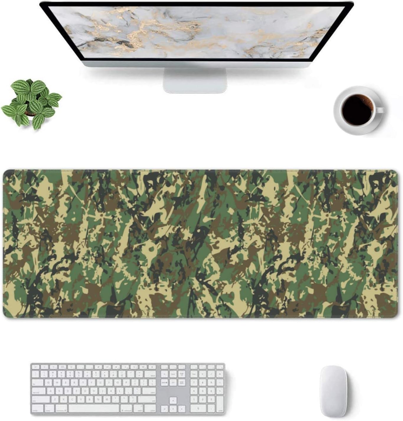 XL Large Gaming Mouse Pad, Abstract Military Camouflage Full Desk Mousepad with Stitched, Long Non-Slip Base Camo Keyboard Pad, PC Laptop Computer Mat Gifts for Women Office Decor, 31.5 * 11.8 in