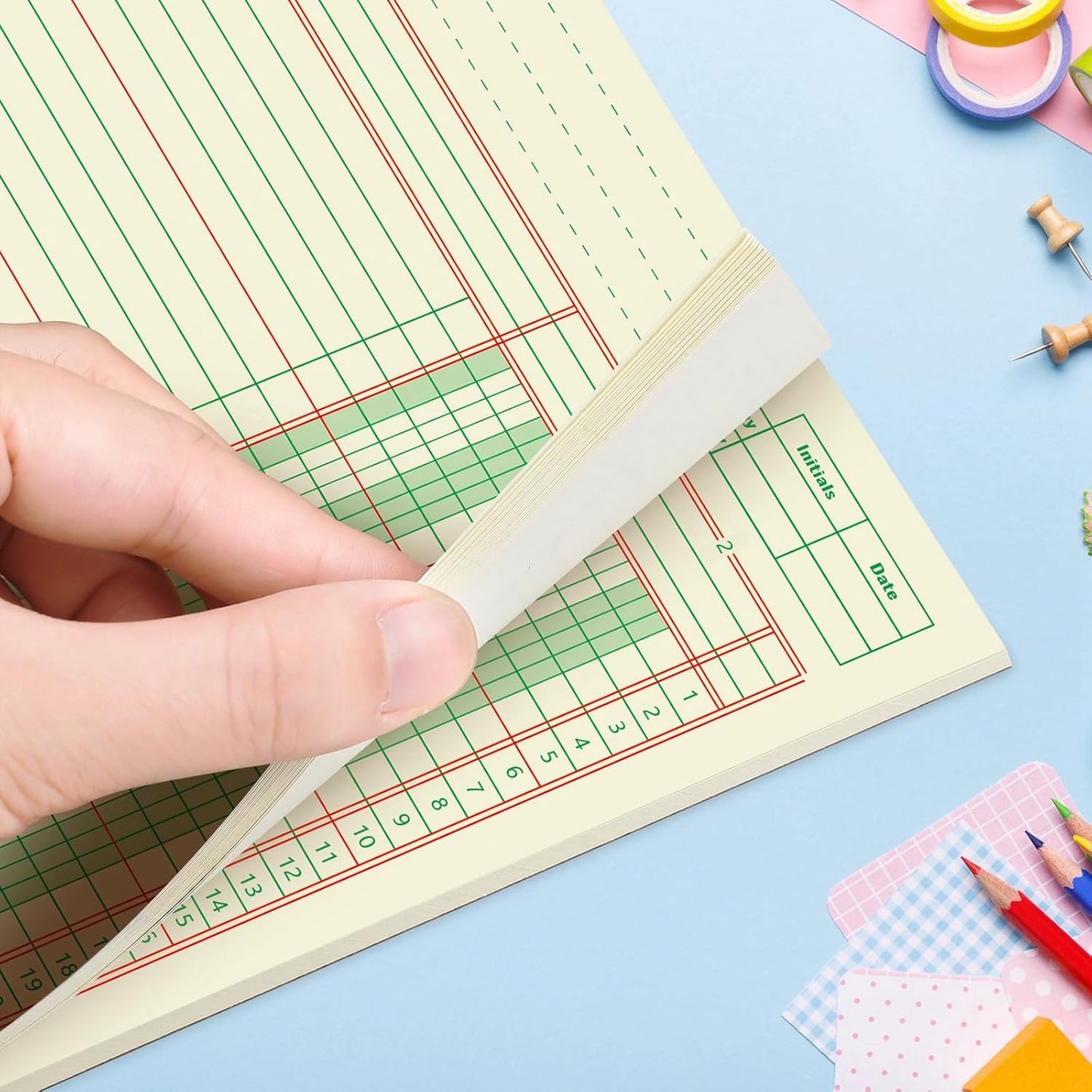 Fulmoon 5 Pack 250 Sheets Ledger Paper Accounting Columnar Pads 3 Hole Analysis Accounting Ledger Book for Business, 50 Sheets/Pack, Single Page Format, Green(8.5 x 11 Inch,2 Columnar)