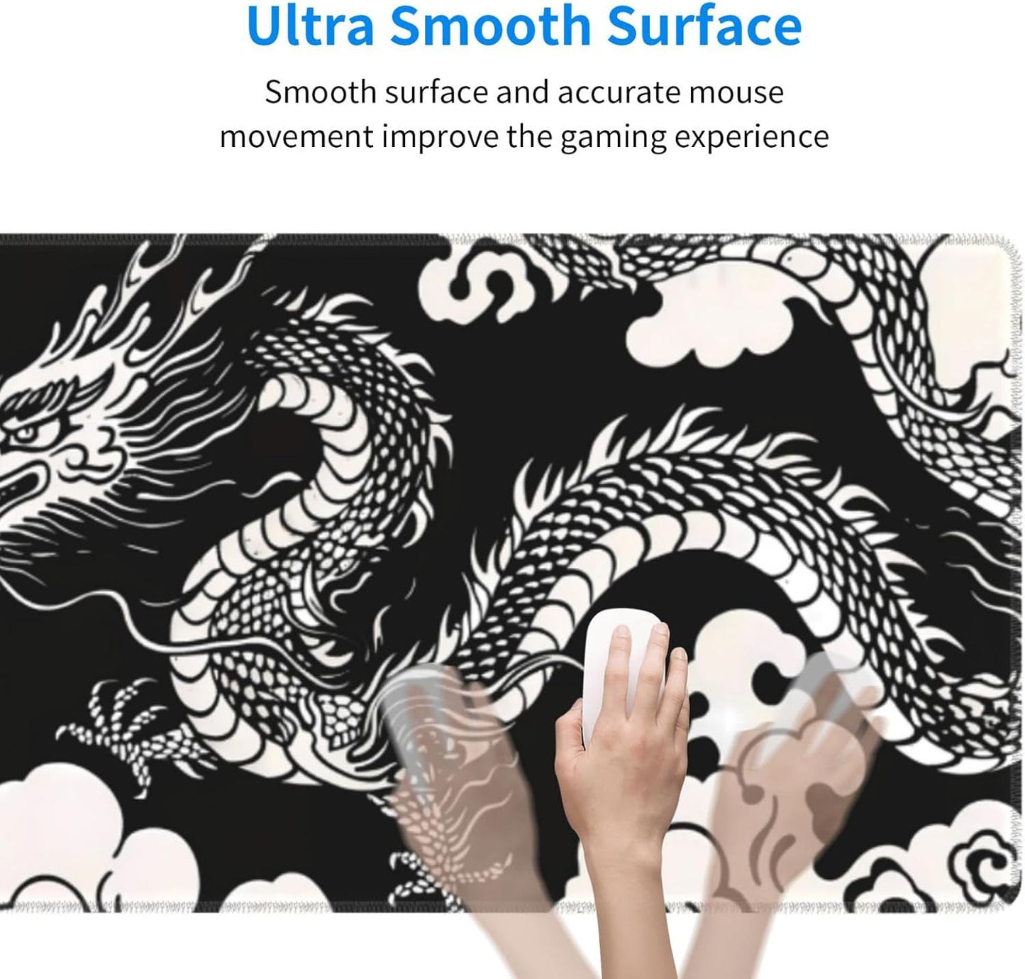 Gaming Mouse Pad Desk Pad,Extended Big Mouse Pad,31.5x11.8 Inch Long Computer Keyboard Mouse Mat Mousepad with 3mm Non-Slip Base and Stitched Edge for Gaming and Office… (Loong)