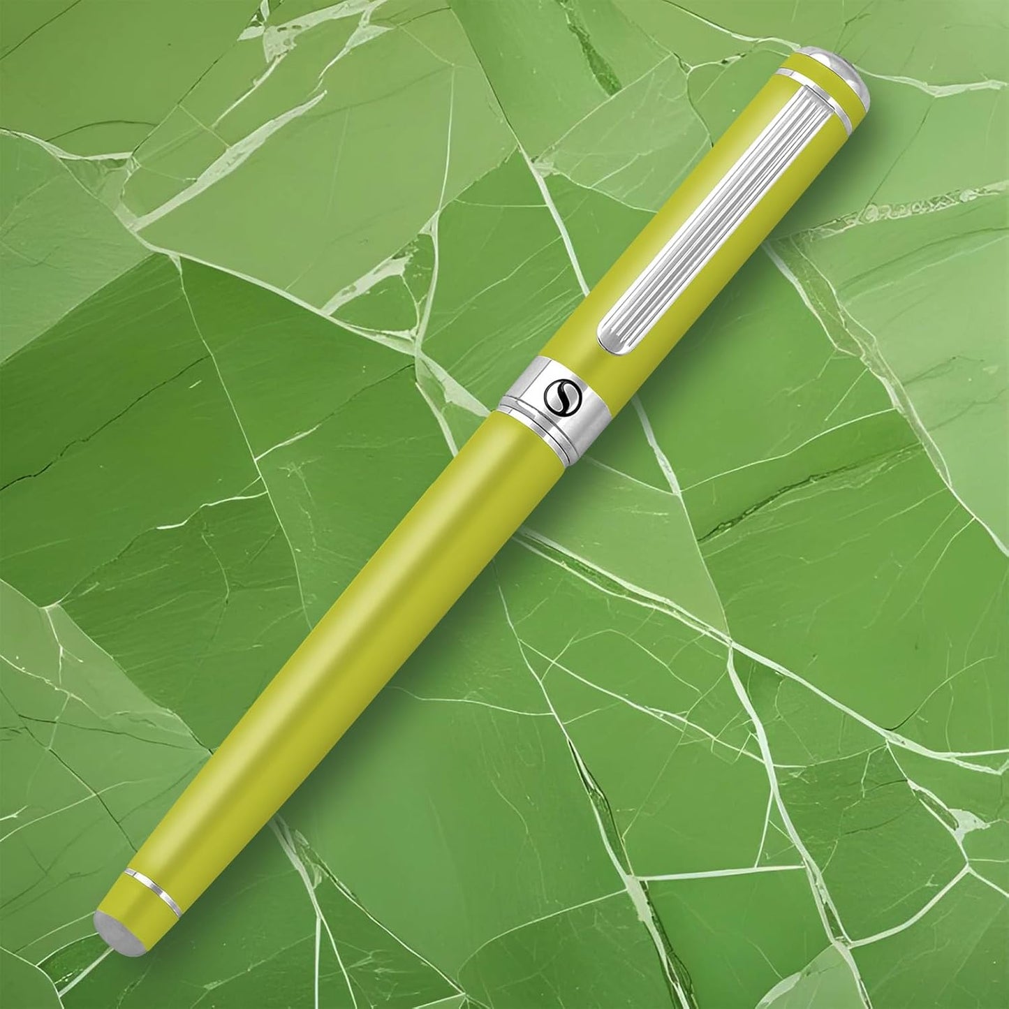 Scriveiner Light Green Rollerball Pen - Stunning Luxury Pen With Chrome Finish, Schmidt Ink Refill, Best Roller Ball Gift Set for Men & Women, Professional, Executive Office, Nice Pens