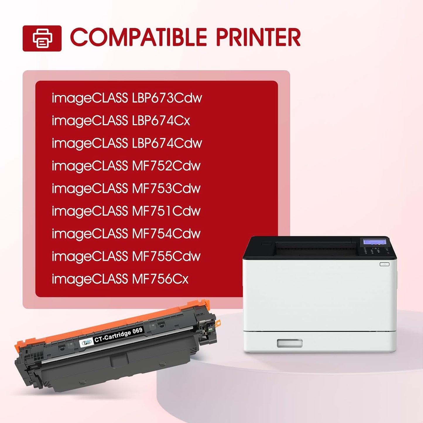 069 Toner Cartridge Set 069H MF753Cdw Compatible Replacement for Canon 069 Toner Cartridge Set for Canon imageCLASS MF 753Cdw MF751Cdw MF752Cdw LBP674Cdw LBP674Cx LBP673Cdw (B/C/Y/M, 4 Pack)