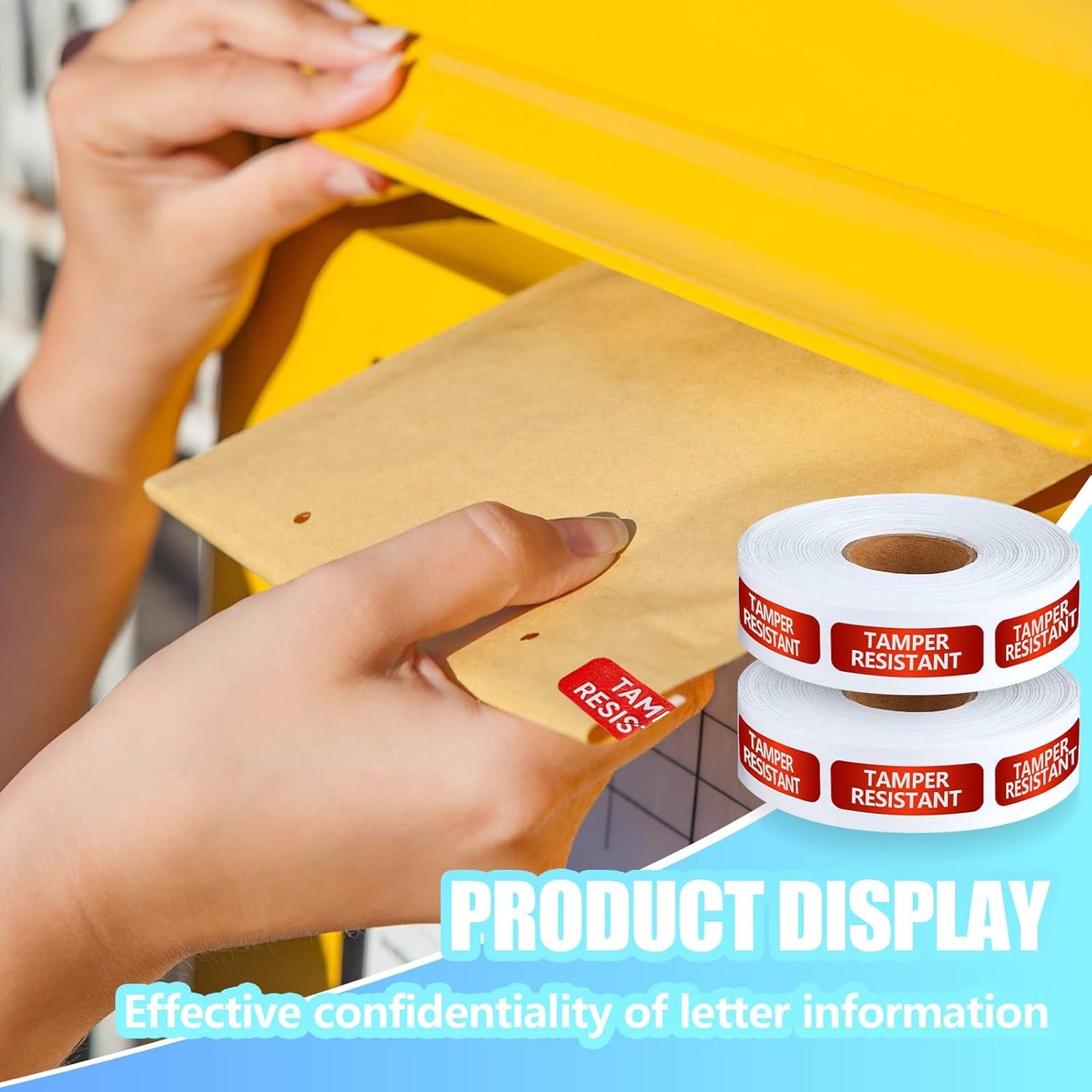 Gueevin 1000 Pcs Tamper Resistant Metallic Labels Adhesive Stickers, 0.5 x 1.5 Inches Tamper Evident Tape Holographic Seal for Box Mailing Packaging Sealing Delivery Office Home Supplies