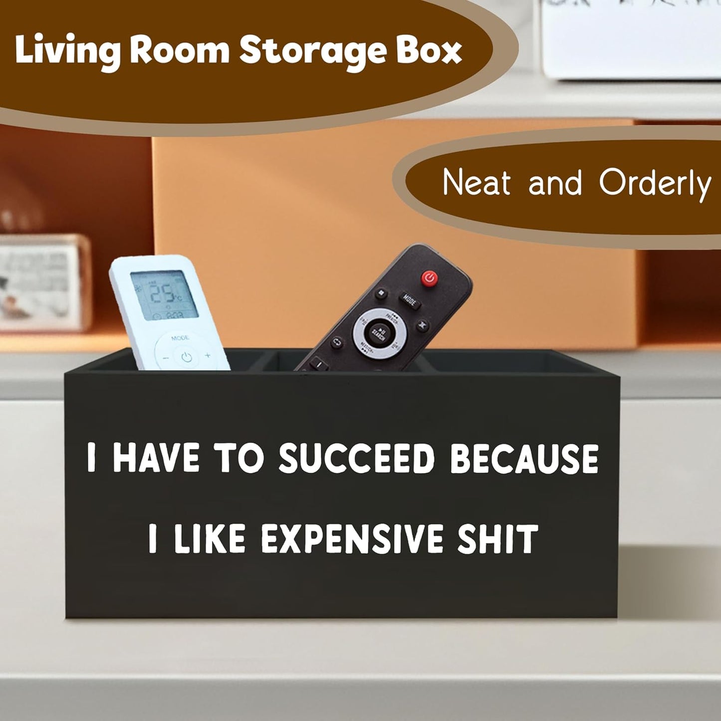 Funny Sign Decor Pen Holder for Desk, Funny Black Office Signs Decor, I Have to Succeed Because I like Expensive Shit, Amusing Decor Office Pen Holder for Women Men Desk Accessories