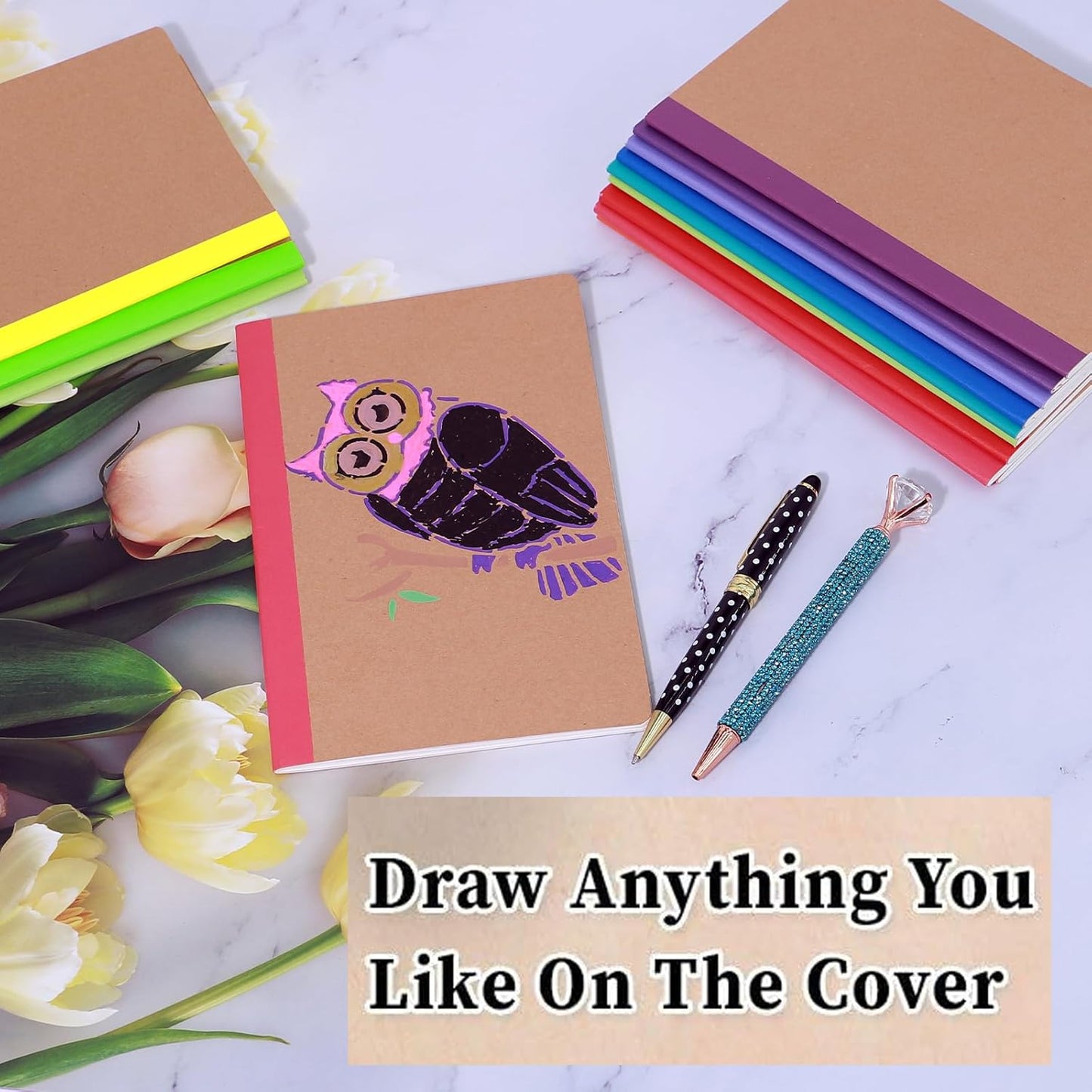 12 Pack Notebooks Lined Journal Bulk Writing Diary Planner with Thick Paper, 60 Pages, 30 Sheets, 8.3x5.5 inch for Home, Office or School Supplies, A5 Kraft Notebook