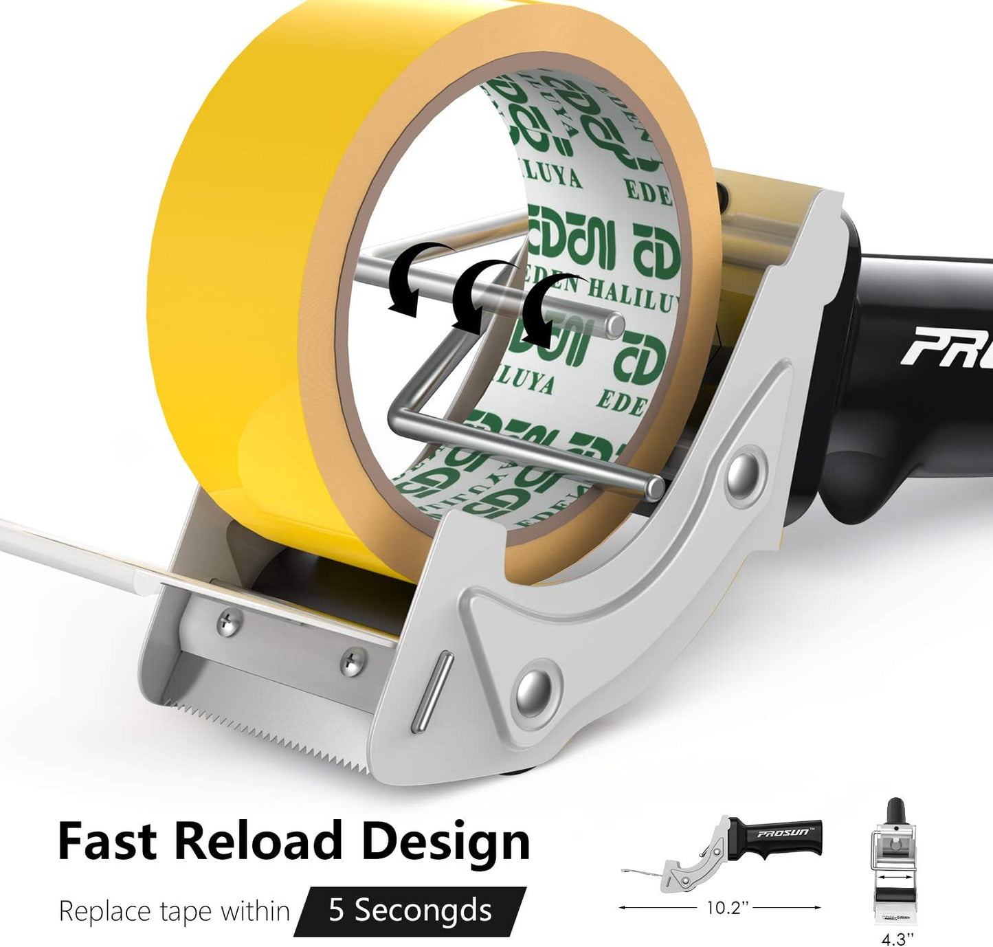 Fast Reload 2 Inch Tape Gun Dispenser Packing Packaging Sealing Cutter TG01 (TG01-WHT)