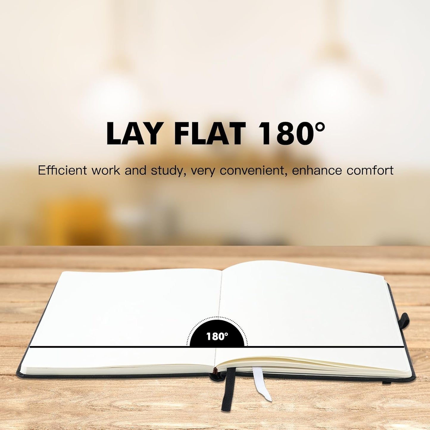 EOOUT Blank Journal Notebook for Women Men, 5.7'' X 8.3'' 160 Pages 100gsm Paper Black Leather Hardcover Notebooks, A5 College Blank Paper with Pen Loop Notebook for Student, Office, School