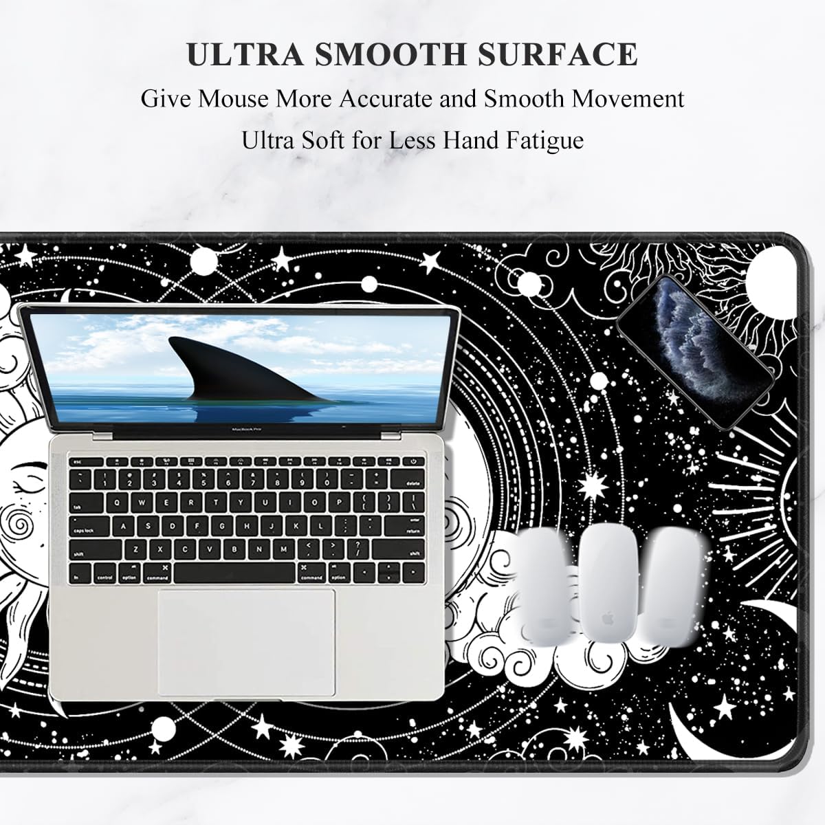 Auhoahsil Large Mouse Pad, XXL Gaming Mousepad, Desk Mat for Desktop, Thick Rubber, Big & Long Size, Stitched Edges, Full Desk Pad for Laptop & Computer, Extended 31.5 x 11.8 in, Magic Astrology