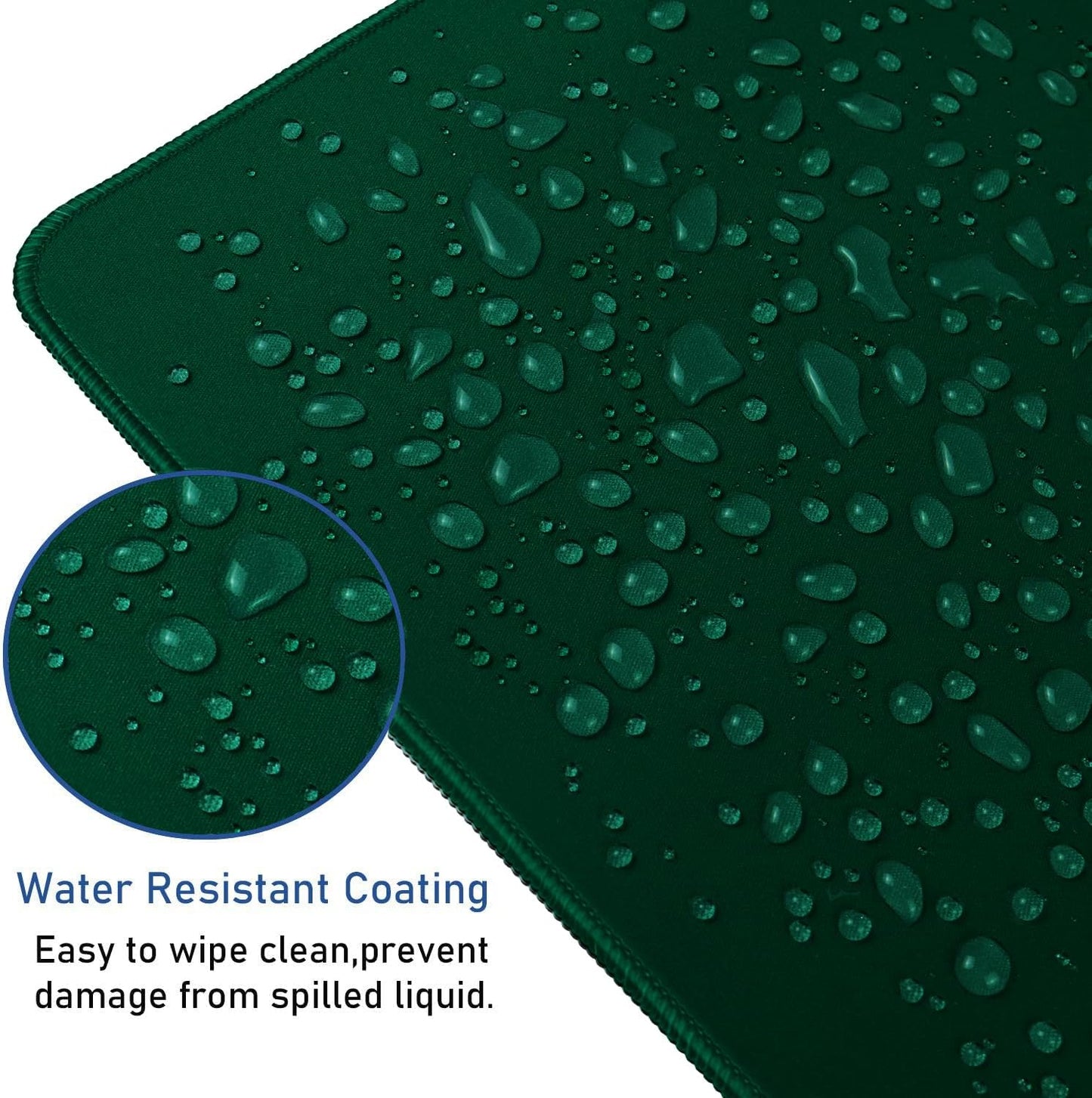 Gaming Mouse Pad with Stitched Edges, Durable Non-Slip Natural Rubber Base, Waterproof Computer Keyboard Pad Mat for Esports Pros/Gamer/Desktop/Office/Home - Green