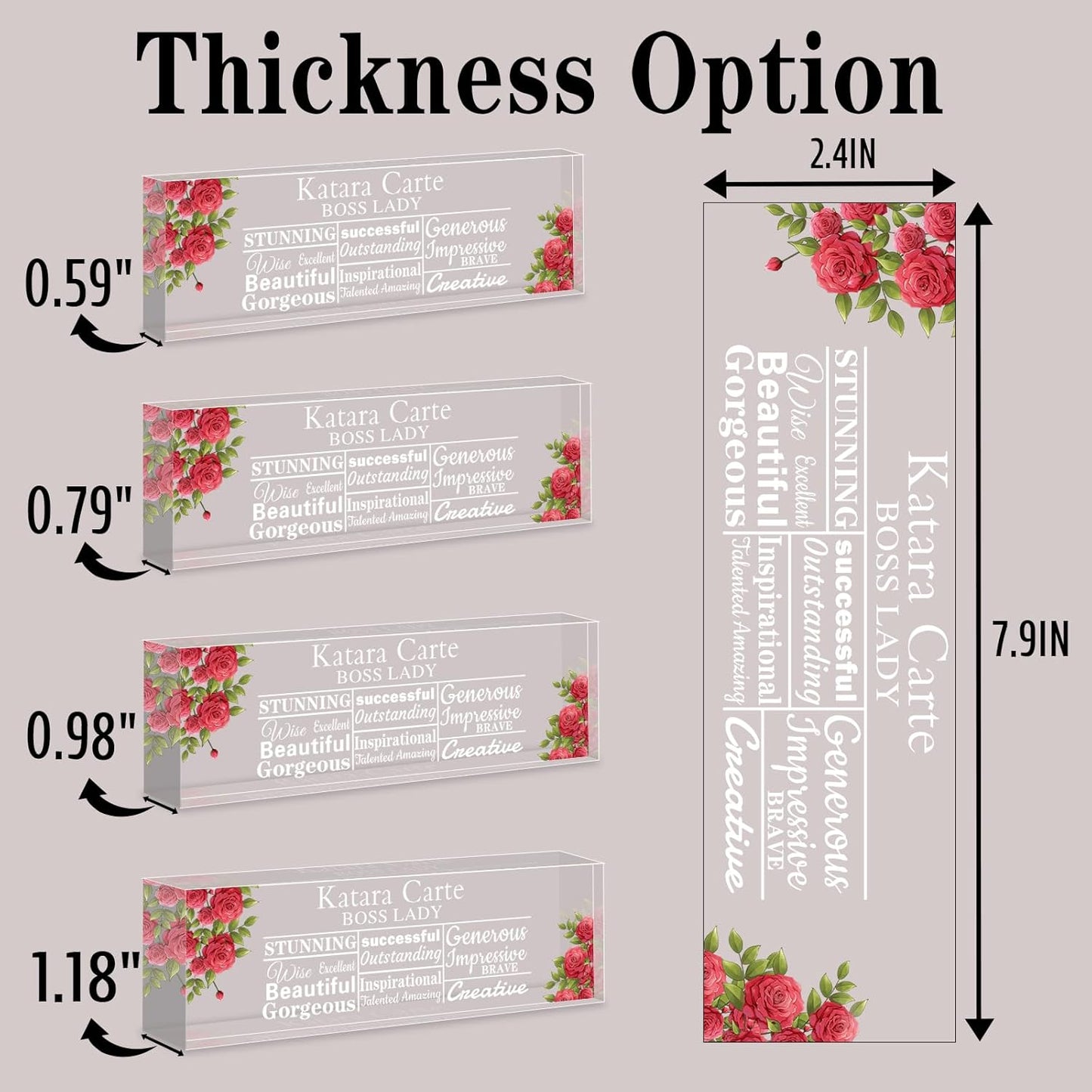 Name Plate for Desk Personalized, Acrylic Desk Decorations, Employee Appreciation Gifts, Custom Office Gifts for Coworkers, Boss, Teacher, Nurse (Boss Lady)