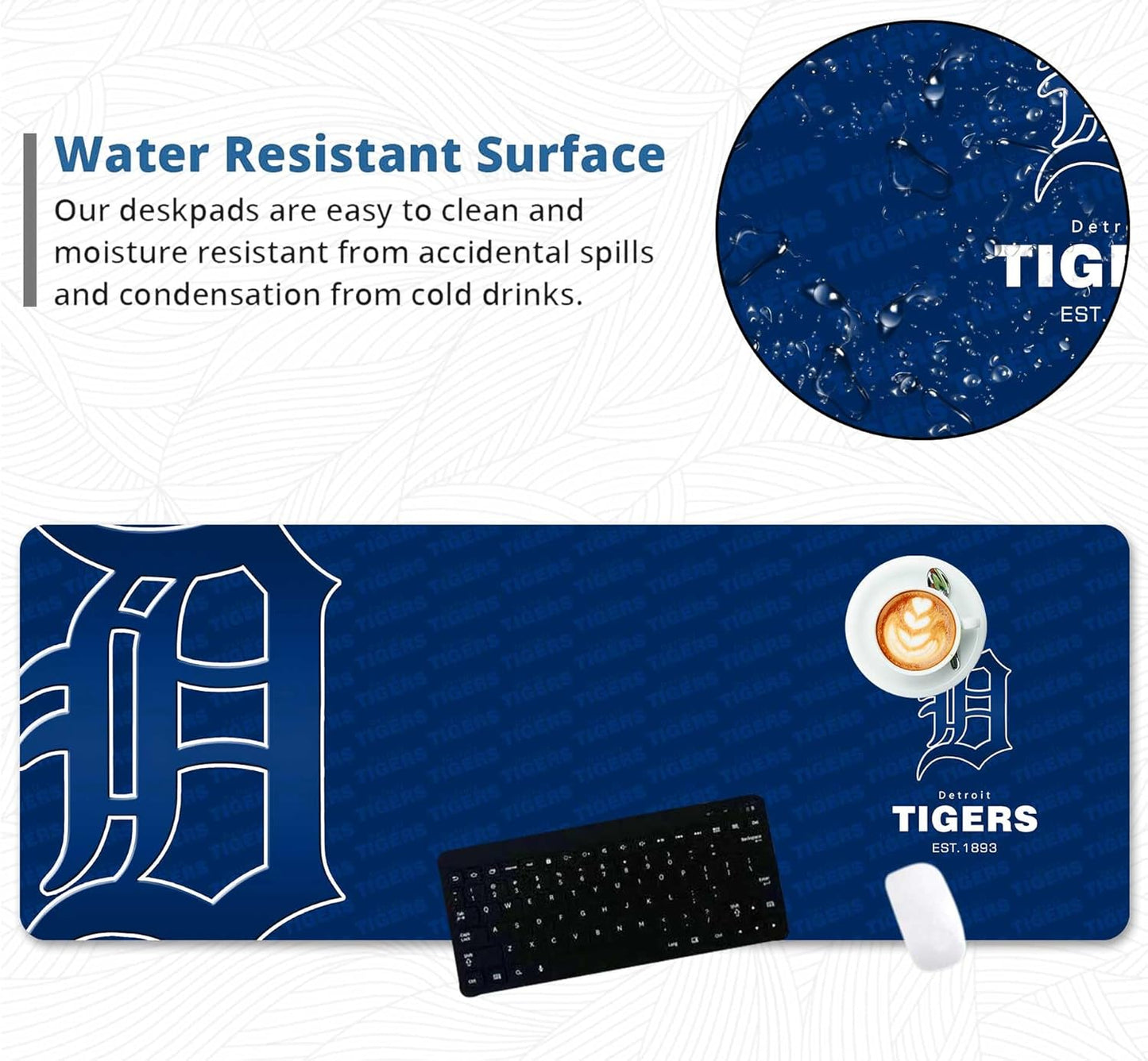 Waterproof Mouse Pad - Extended Contour Mouse Mat for Home and Office, Large Gaming Mousepad Laptop Keyboard Mat with Non-Slip Rubber Base, Stitched Edges