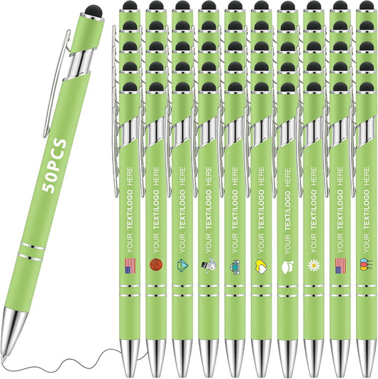 Personalized Pens 50pcs with Stylus Custom Ballpoint Pens in Bulk Engraved with Logo Text Personalized Bulk Black Ink for Office College Business