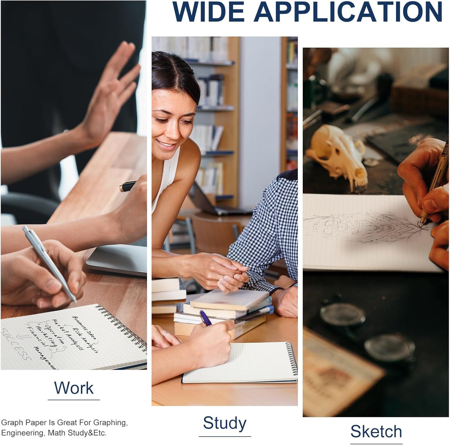 12 Pack Graph Paper Spiral Notepad A5 Top Wirebound Notepad Grid Notebook Steno Pads Memo Notebook Grid Paper 140 Pages for Writing Sketching Drawing Office Supplies (Blue)