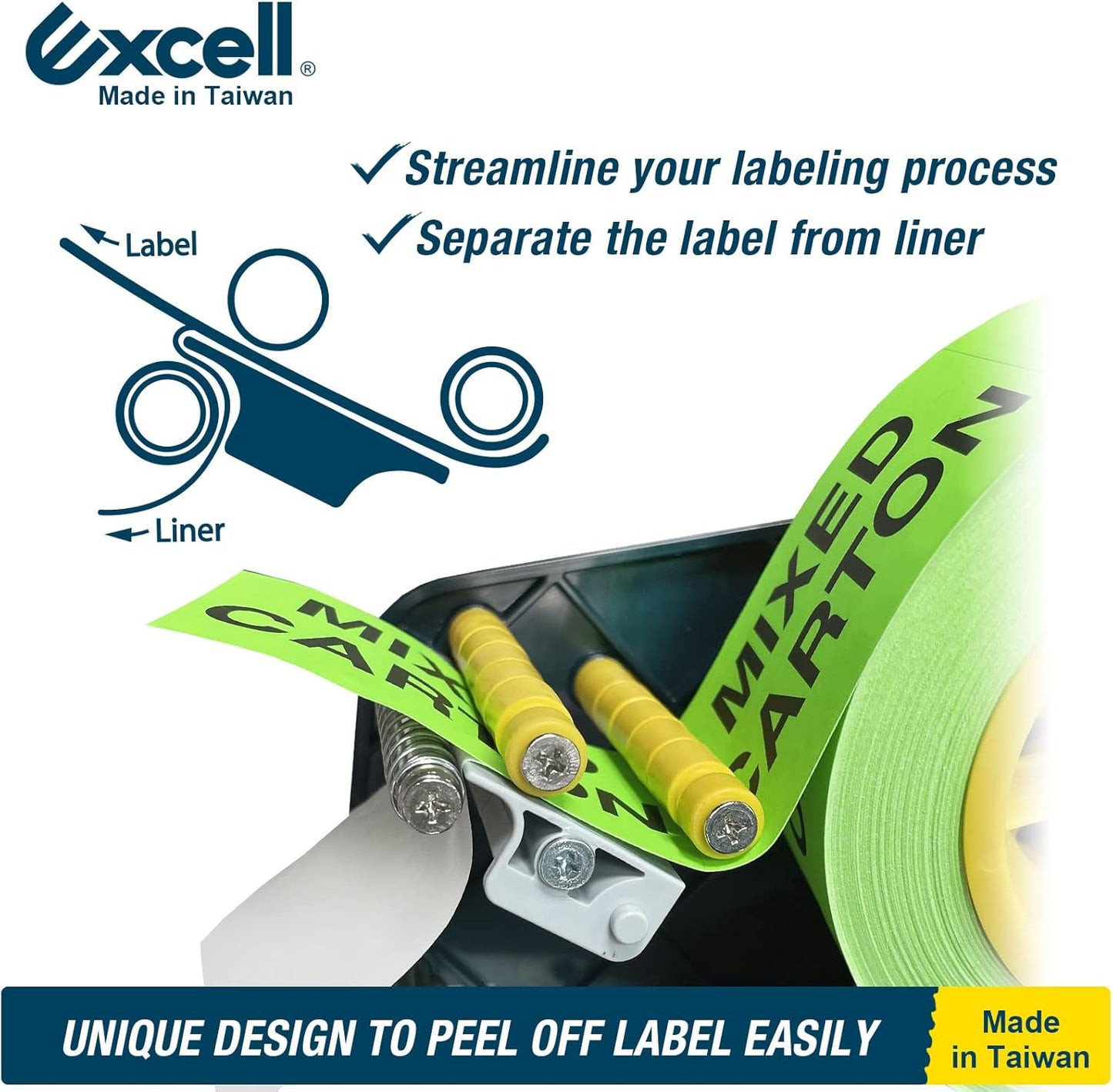 Excell LD-319 Economy Lightweight Table Label Dispenser (3" Wide/ 77mm): Fits 3" Labels, Easy to Peel Off, and Secure with 4 Suction Cups. Durable Plastic, Adjustable for Different Rolls. (3 Inch)