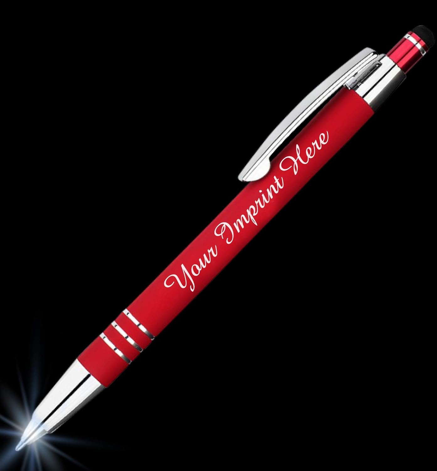 ExpressDesigns™ - Personalized Pens Gift Set - 2 Pack of | LED Flashlight Soft Touch Metal Pens w/gift box | Luxury Ballpoint Pen Custom Engraved with Name or Message | Light Up Pens (Black - Green)