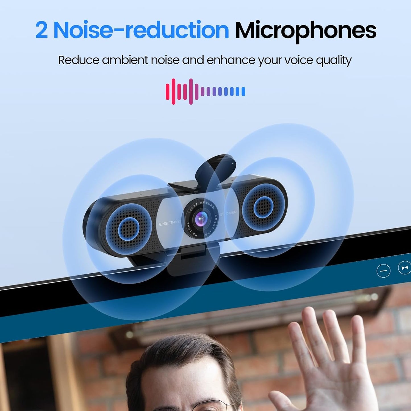 EMEET 1080P Webcam, C960 Web Camera with 2 Noise-Cancelling Microphones & Privacy Cover, 90° FOV Computer Camera, Plug & Play USB Webcam for Calls/Conference, Zoom/Skype/YouTube, Laptop/Desktop, Grey