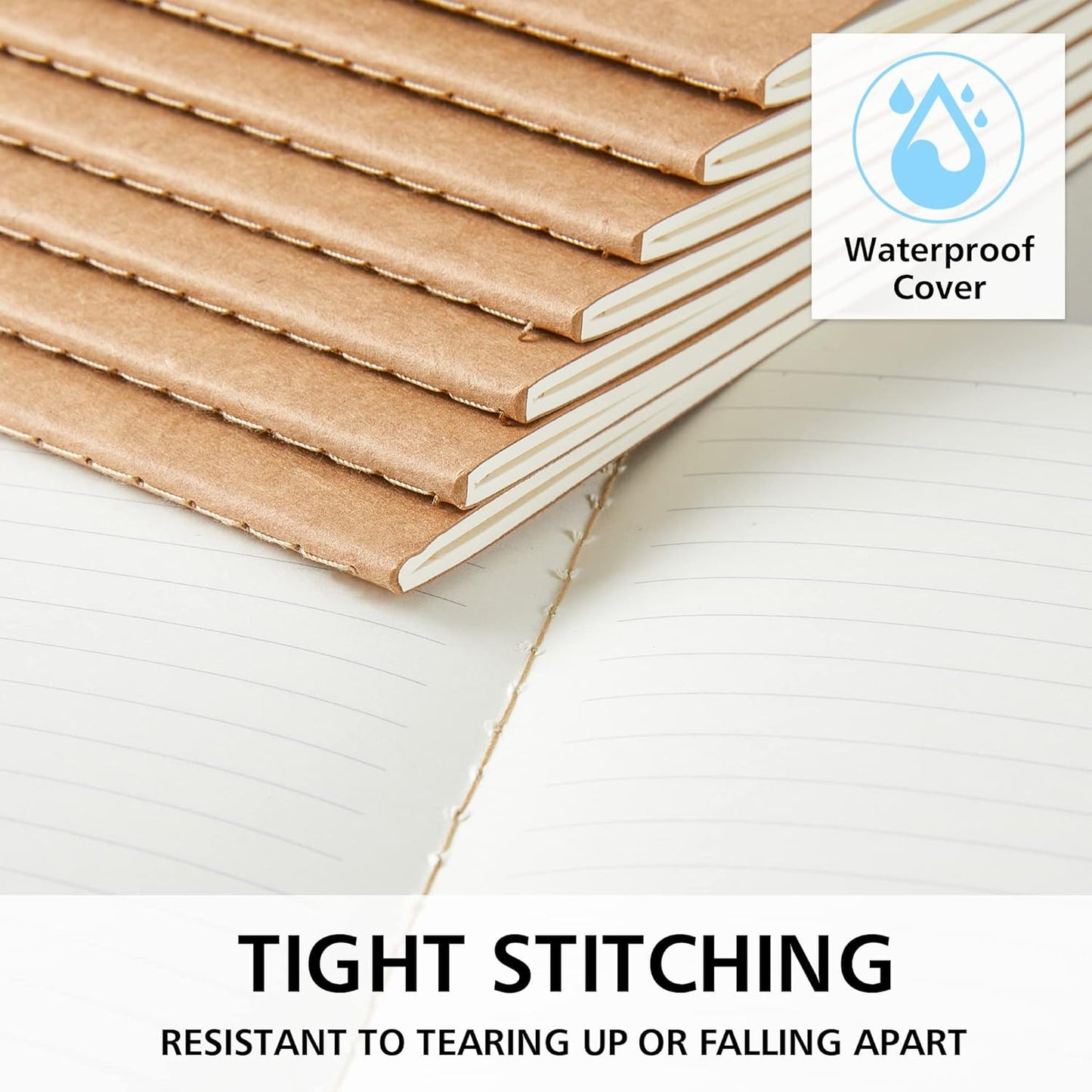 feela 60 Pack Kraft Notebooks Bulk, Lined Travel Journals Note Pad Notebooks for Men Women Girls Students, Making Plans Writing Memos Office School Supplies, A5, 60 Pages, 8.3” X 5.5”