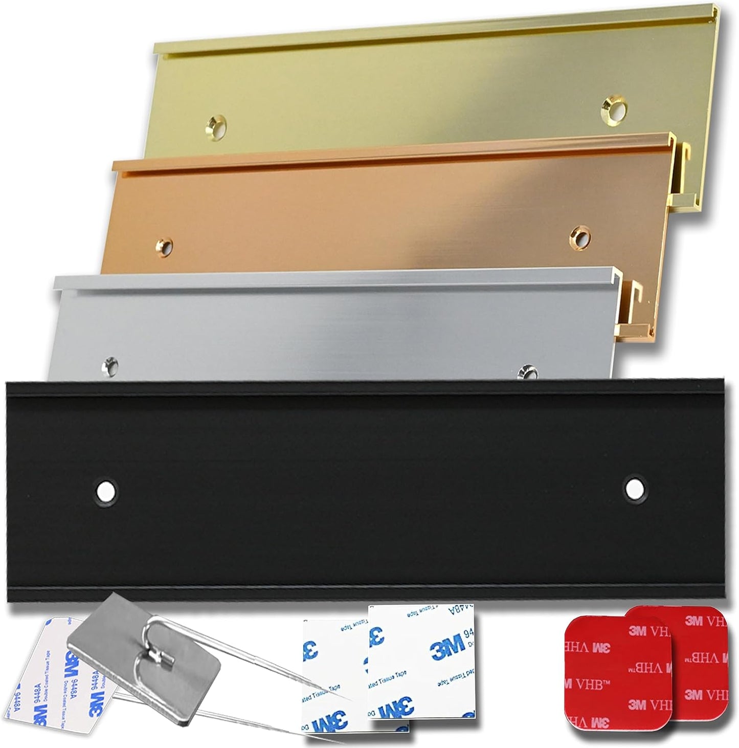 Executive Wall Nameplate Sign Holder Black Aluminum Fits 2x6 Plastic Office Door Name Plate or Cubicle Option| Made in USA