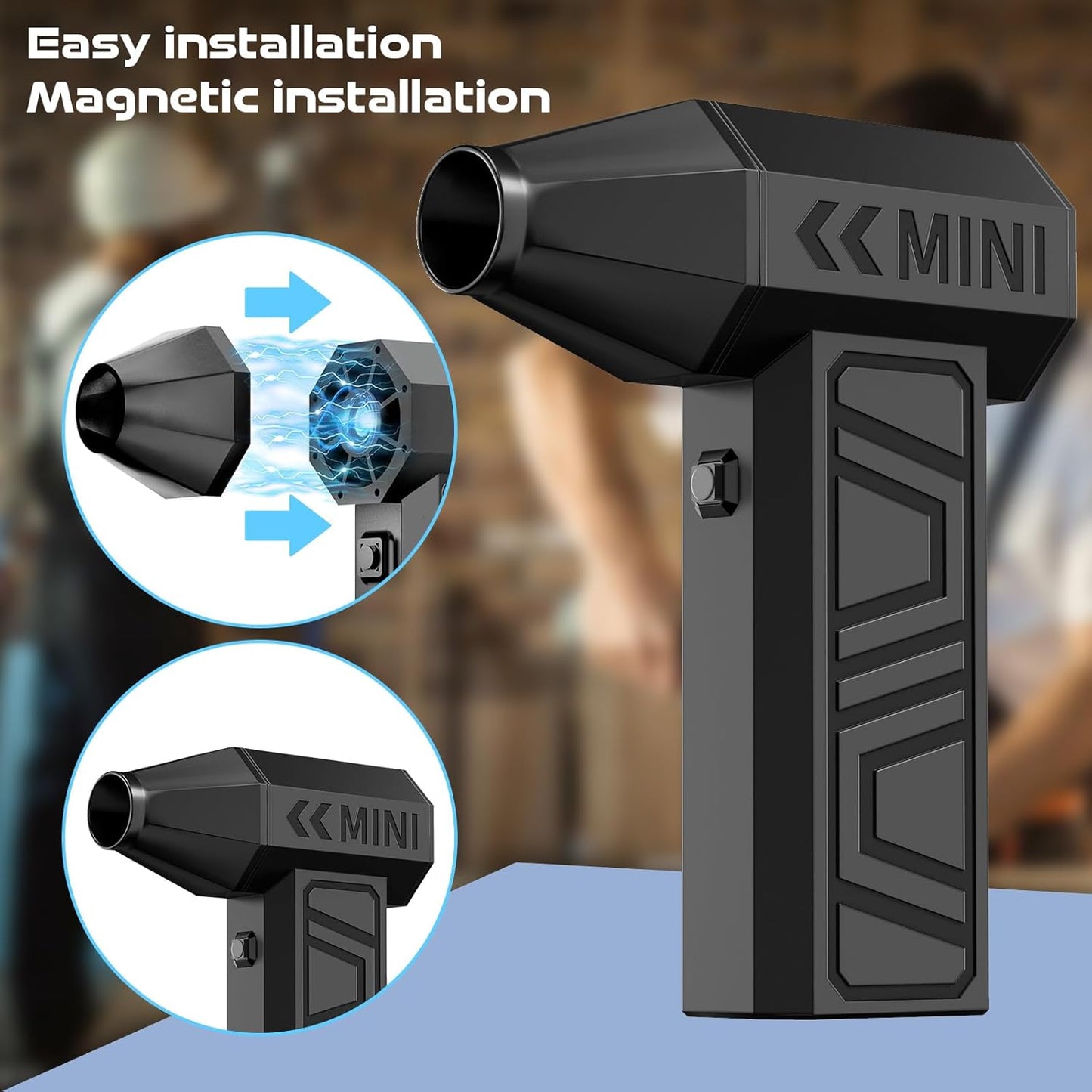 Electric Air Duster, 110000RPM Super Power Turbo Fan Cordless Air Duster, 3-Gear Adjustable Mini Blower with Fast Charging, Dust Blower for Computer, Keyboard, House, Outdoor and Car