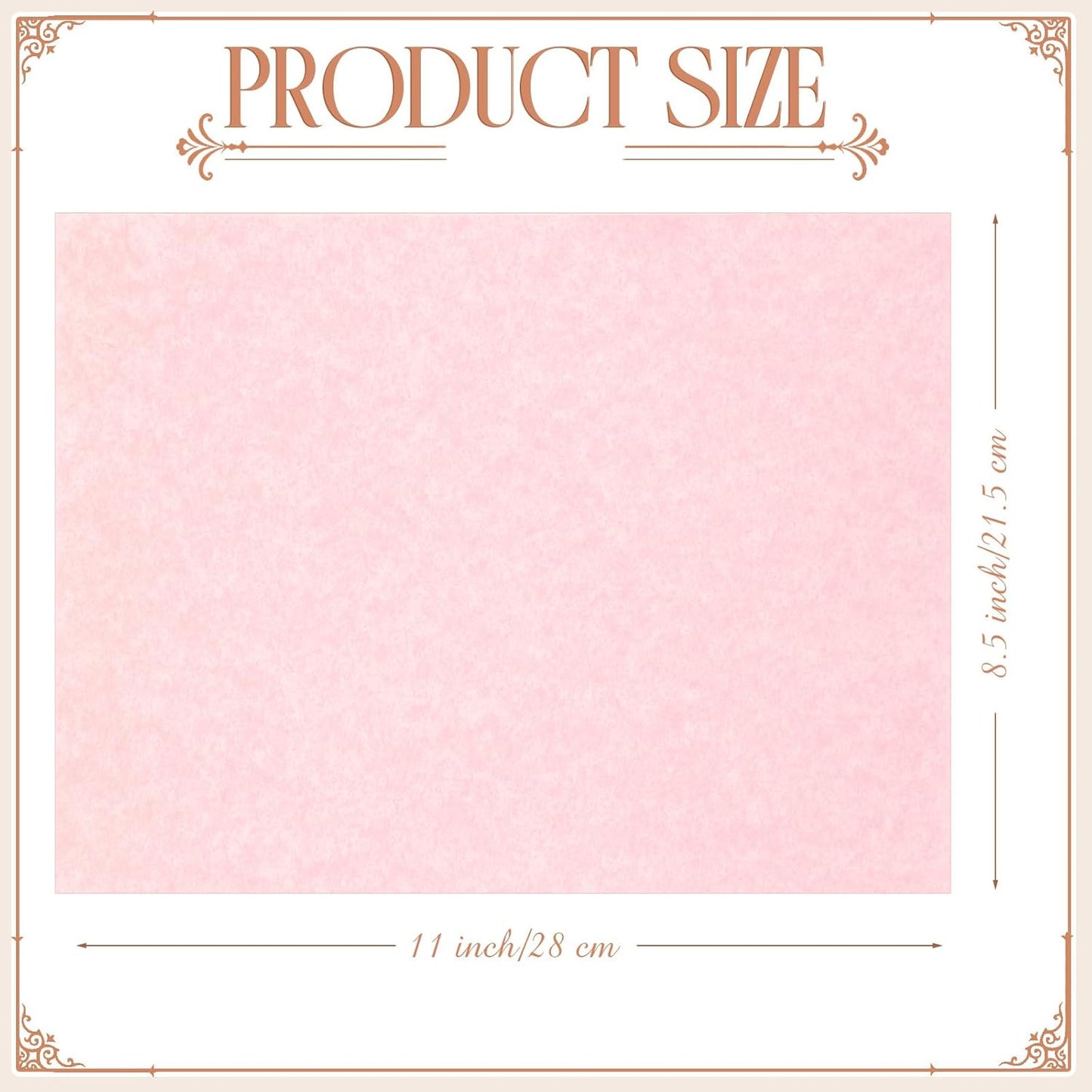 Epakh 200 Sheets Old Age Parchment Paper 8.5 x 11 Inch Standard Letter Vintage Colored Old Parchment Semblance Double Side Printing Paper(Light Pink)