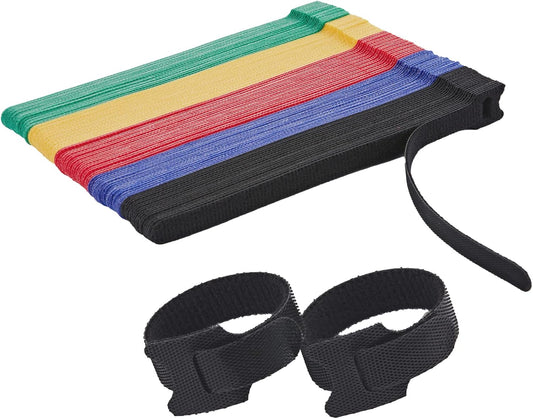 100 PCS Reusable Cable Ties with Hook and Loop, Multi-purpose Adjustable 8 Inch Cable Management Wire Ties Cable Straps for Organizing Home, Office and Data Centers (Multicolored)