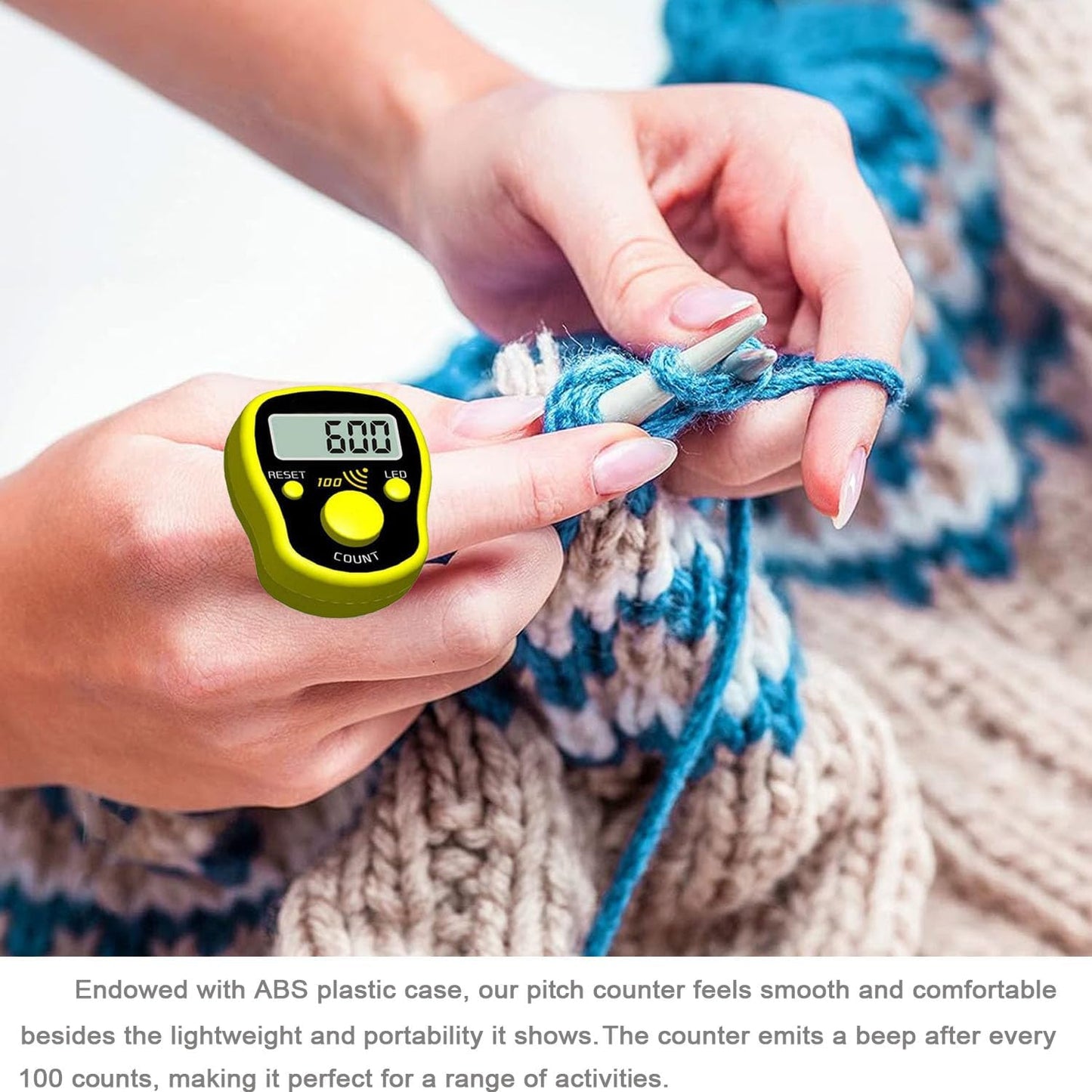 Finger Counter Click Manual Digital clicker, 5pack Stitch Tally Knitting Counters Led Re-settable Digits Pitch Electronic LCD Display finger Number Counter Fr Row, People, Score, Inventory,Crochet