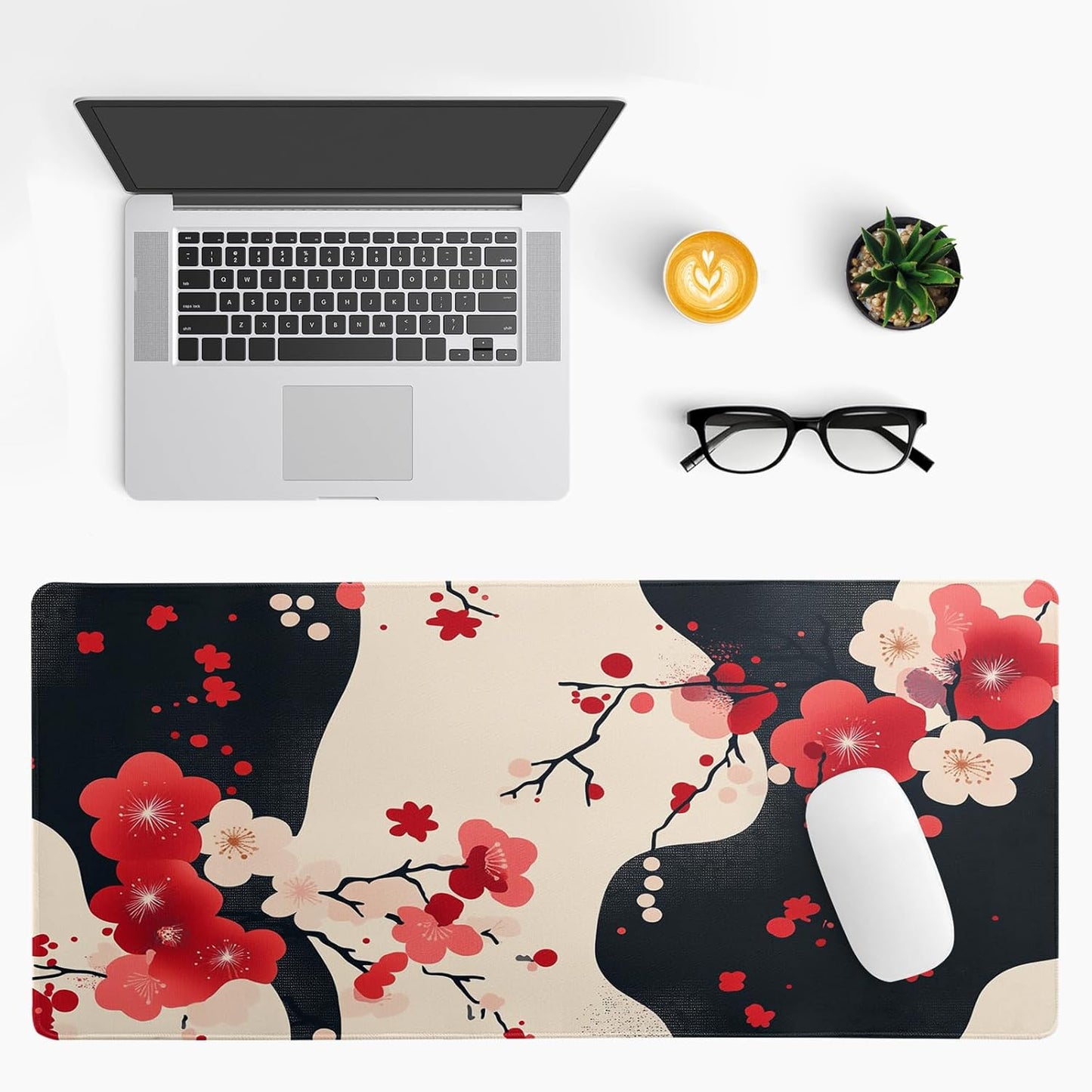 Desk Mat, Anime Desk Pad Mat, Desk Matt for Desktop, XL Large Mouse Pad for Desk, Anti-Slip Big Mousepad with Stitched Edges, Keyboard Pad Mouse Mat for Gaming and Office (Cherry Blossom 5)