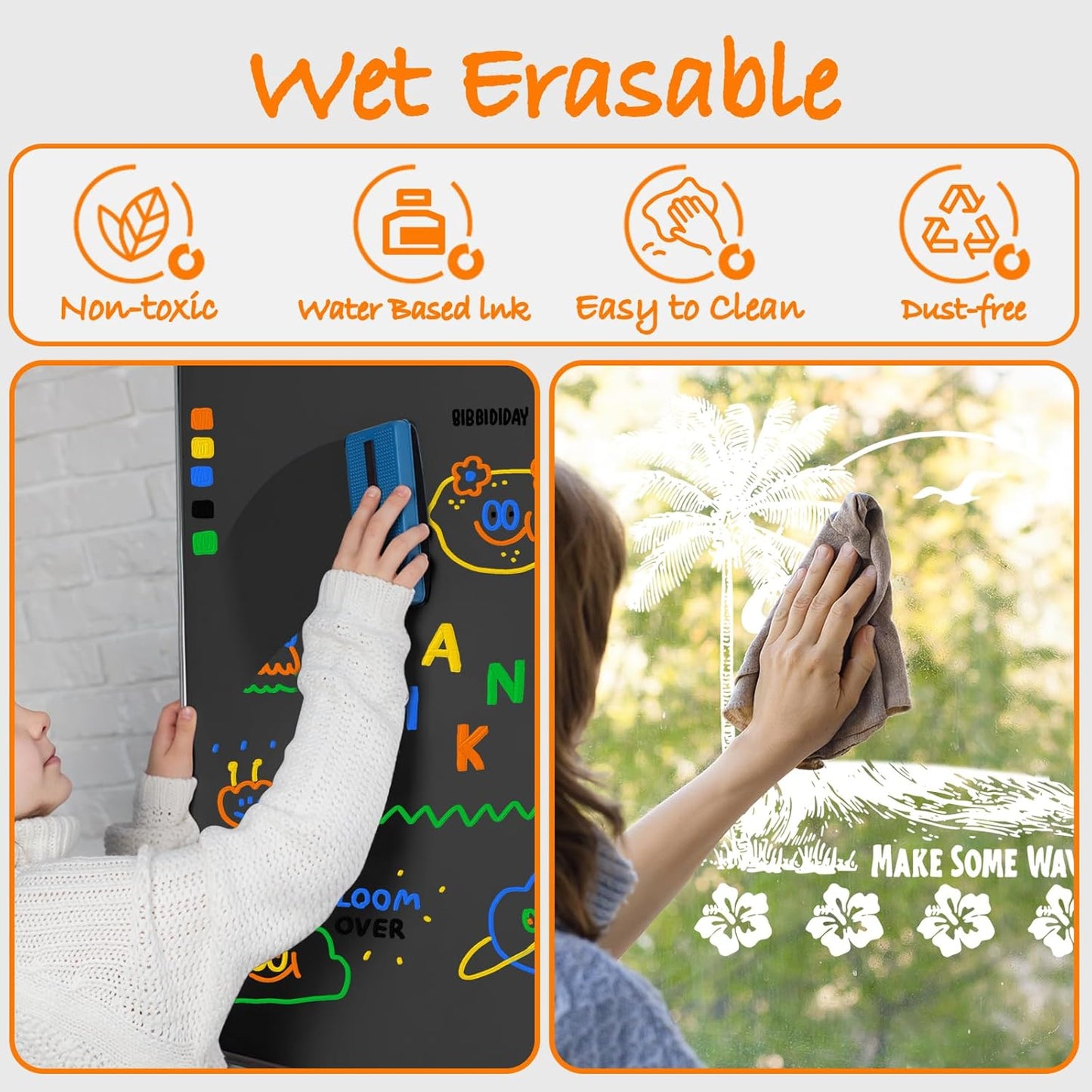 GOTIDEAL Window Markers, Jumbo Chalk Markers for Blackboard, Washable Car Marker for Chalkboard,Glass Mirrow,10mm Thick Tip12 Colors With Metallic Colors