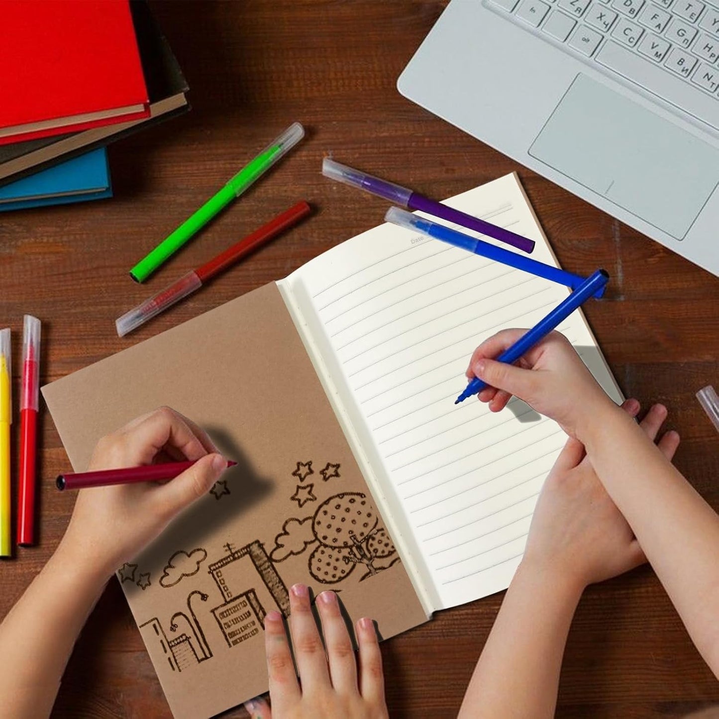 120 Pack Kraft Paper Notebook Journals A5 Journal Softcover Ruled Lined Journals Notebooks Bulk for Kids Student Writing Sketch Travel Journal Office