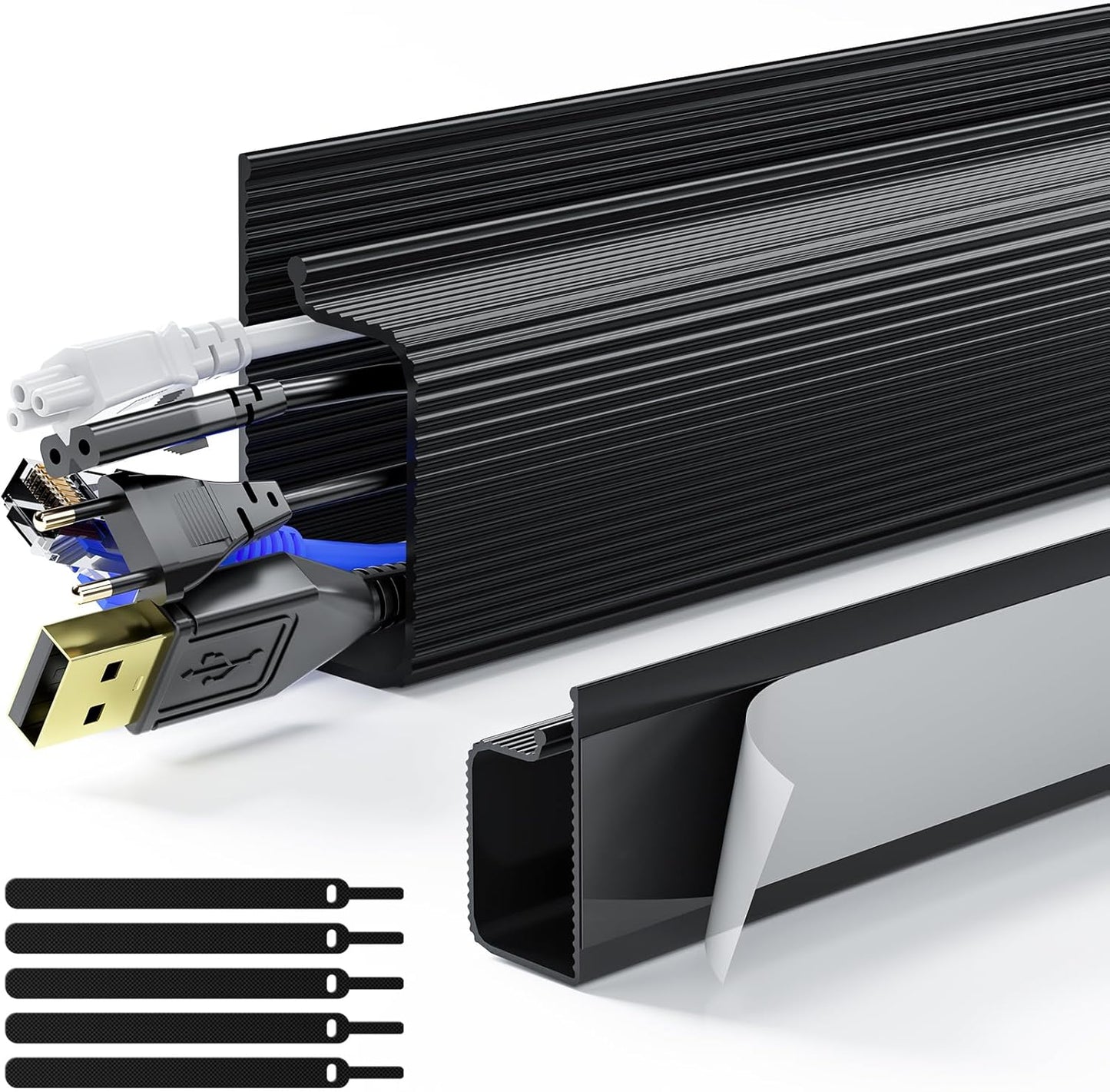 Delamu 2 Pack Safe & Tidy Cable Management Solution - Protect Kids & Pets with Home & Office Cable Management Under Desk,Cable Organizer, Cable Management Kit,Cord Organizer for Desk, 15.7inX2