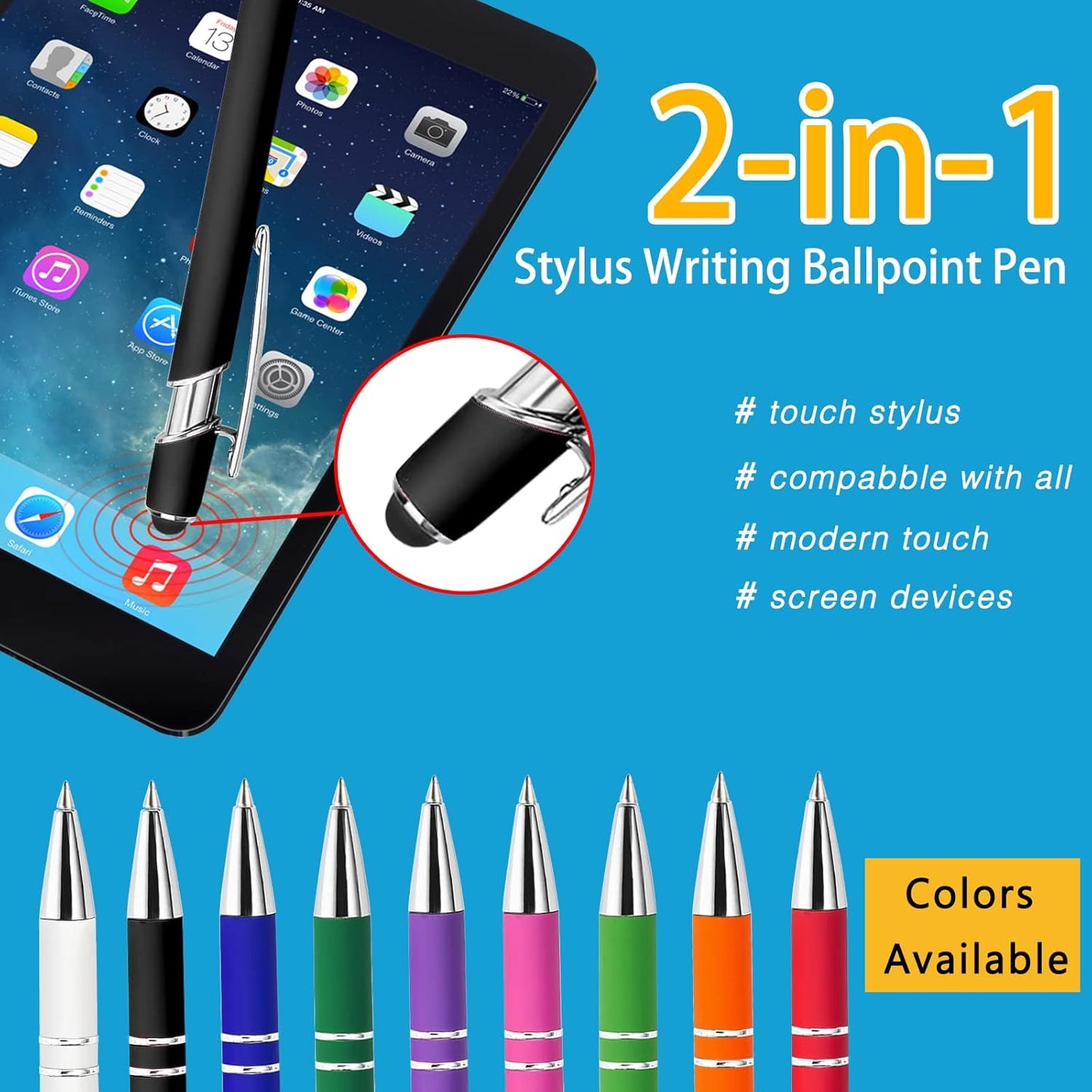 Max 500 Pcs Personalized Pens Bulk, Custom Pens with Free Engraving, Customized Stylus Tip Ballpoint Pen with Your Name Massage Text for School Office Business Graduation Anniversaries-500 Packs