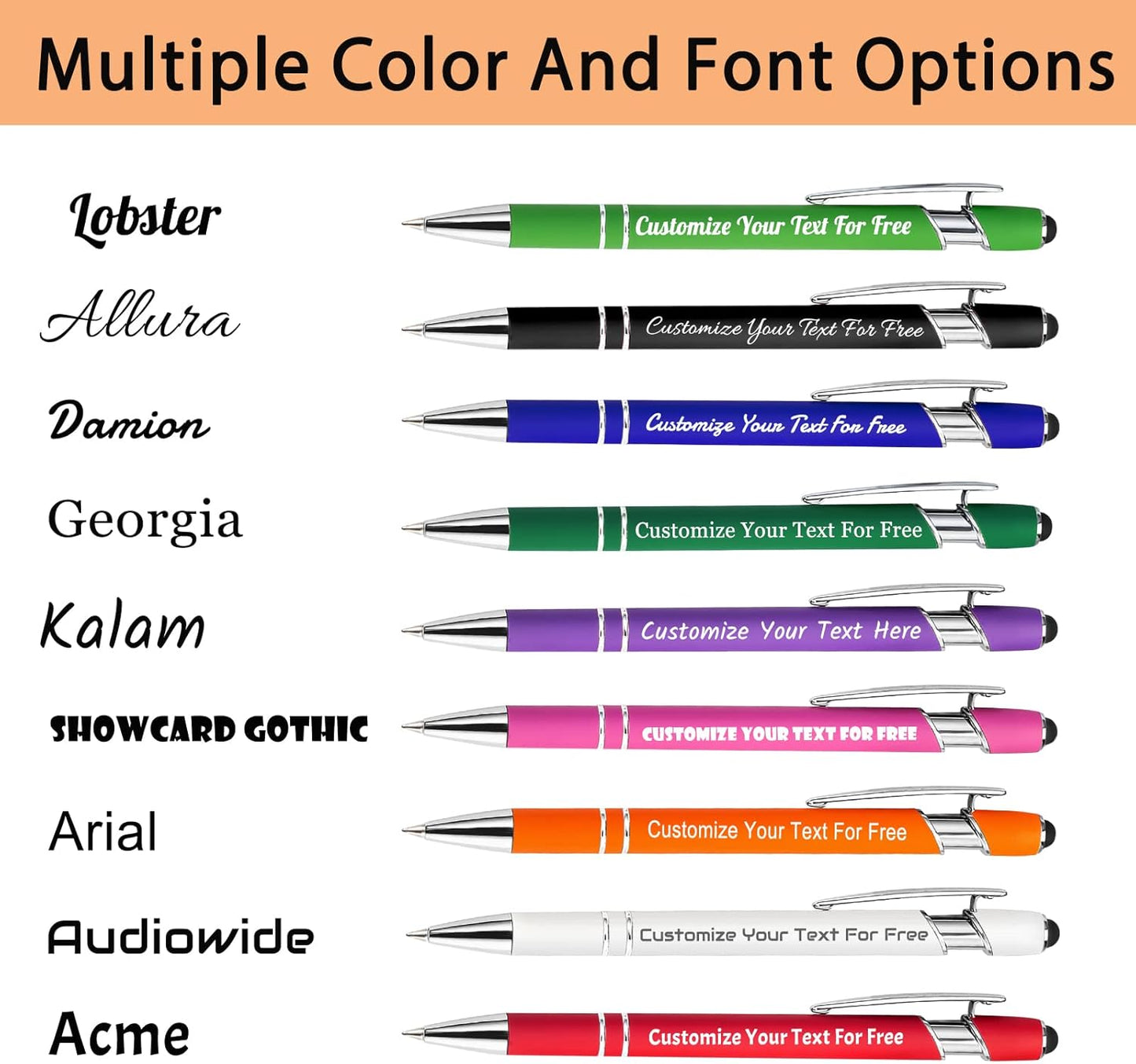 Max 500 Pcs Personalized Pens Bulk, Custom Pens with Free Engraving, Customized Stylus Tip Ballpoint Pen with Your Name Massage Text for School Office Business Graduation Anniversaries-400 Packs