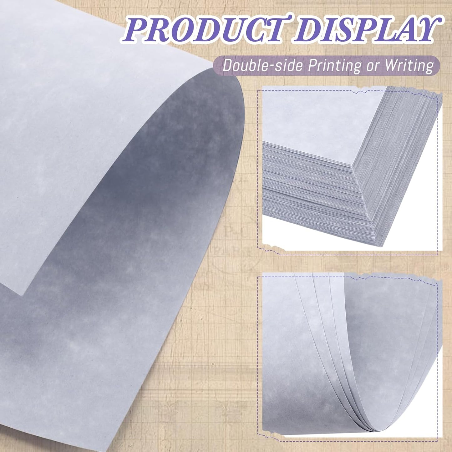 Epakh 200 Pcs Old Age Parchment Paper 8.5 x 11 Inch Standard Letter Vintage Colored Old Parchment Semblance Double Side Printing Paper (Light Purple)