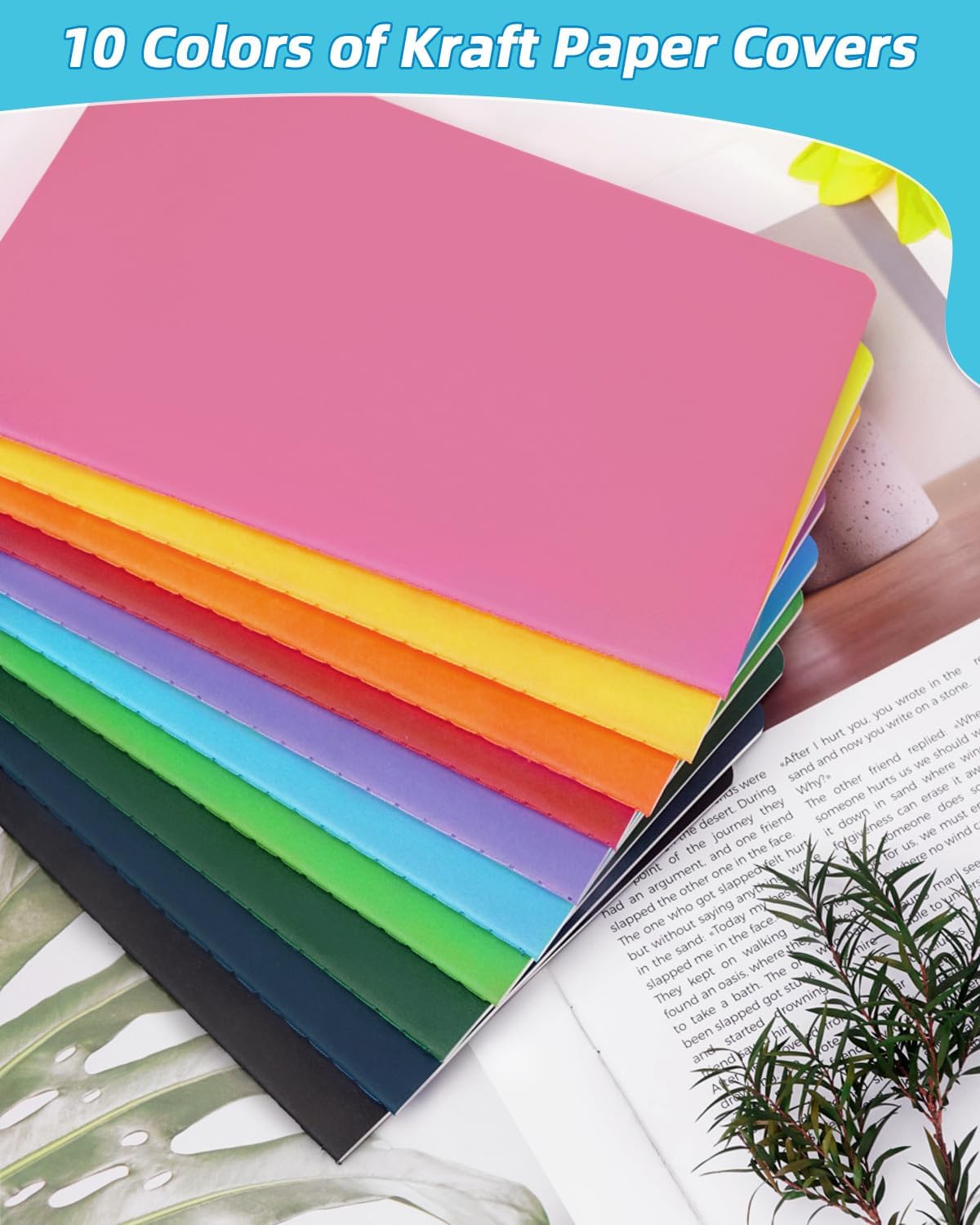 Dynta A5 Lined Notebooks Bulk 5.5 x 8.3 Inches Small Journals 30 Packs College Ruled Colored Soft Cover and Thick Paper for School or Office, 30 Sheets/60 Pages, 10 Colors