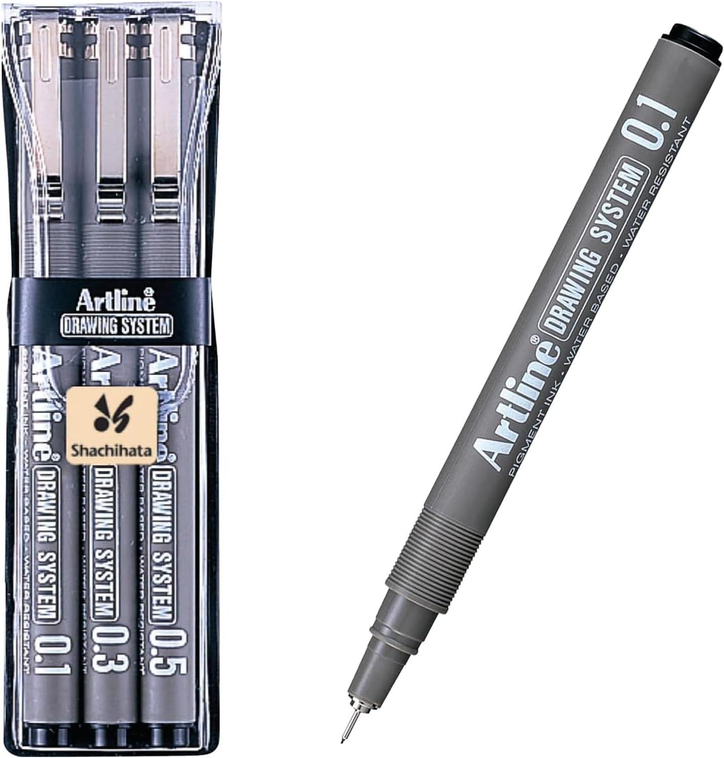 Artline 230 Drawing System Fineliner Pens, Art Technical Drawing Sketch Pens, Ideal for Drafting, Illustrating & More, Black, 0.1mm, 0.3mm, 0.5mm Fine Tips, 3-Pack